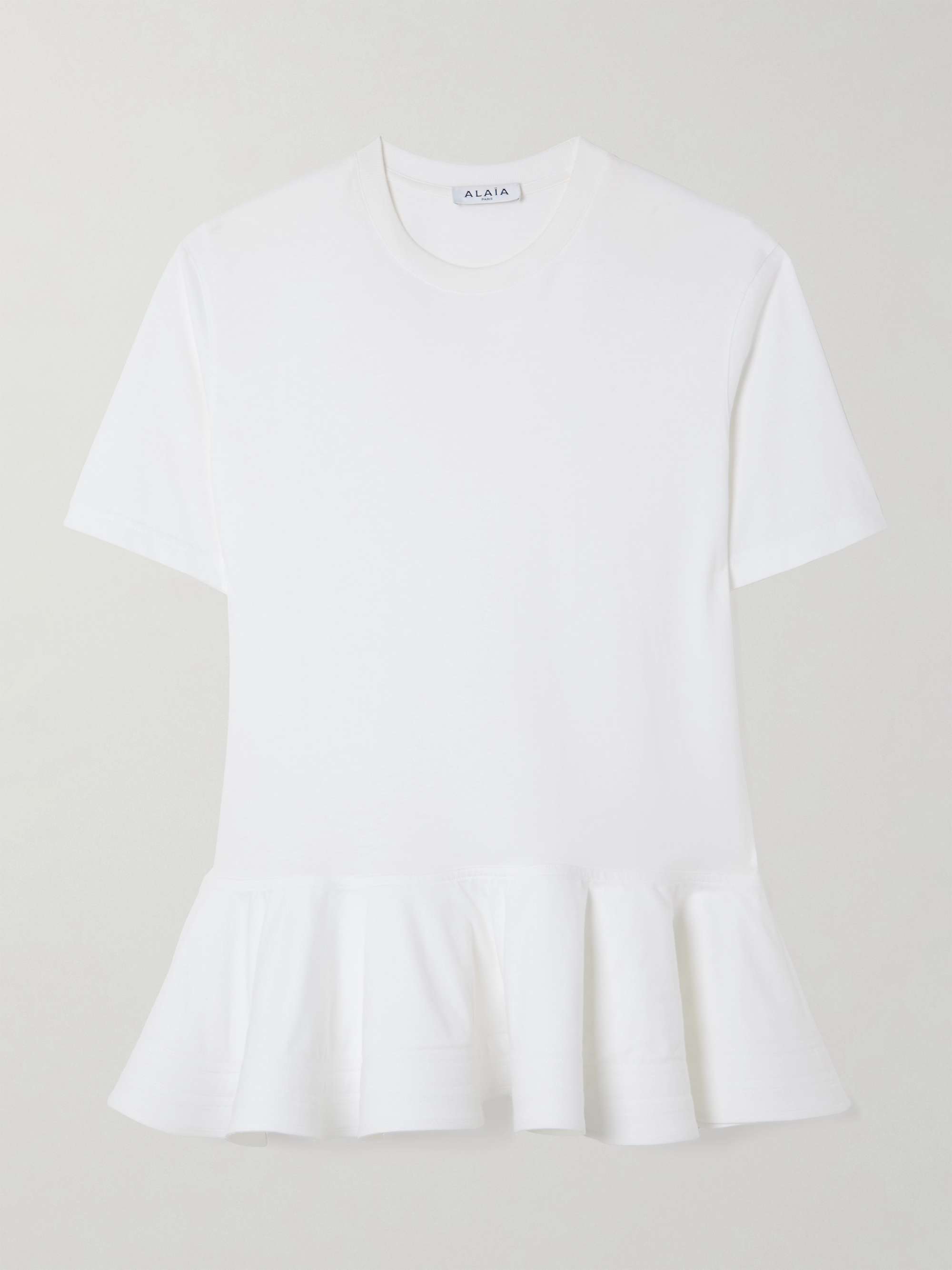 ALAÏA Oversized poplin-trimmed cotton-jersey peplum T-shirt | NET