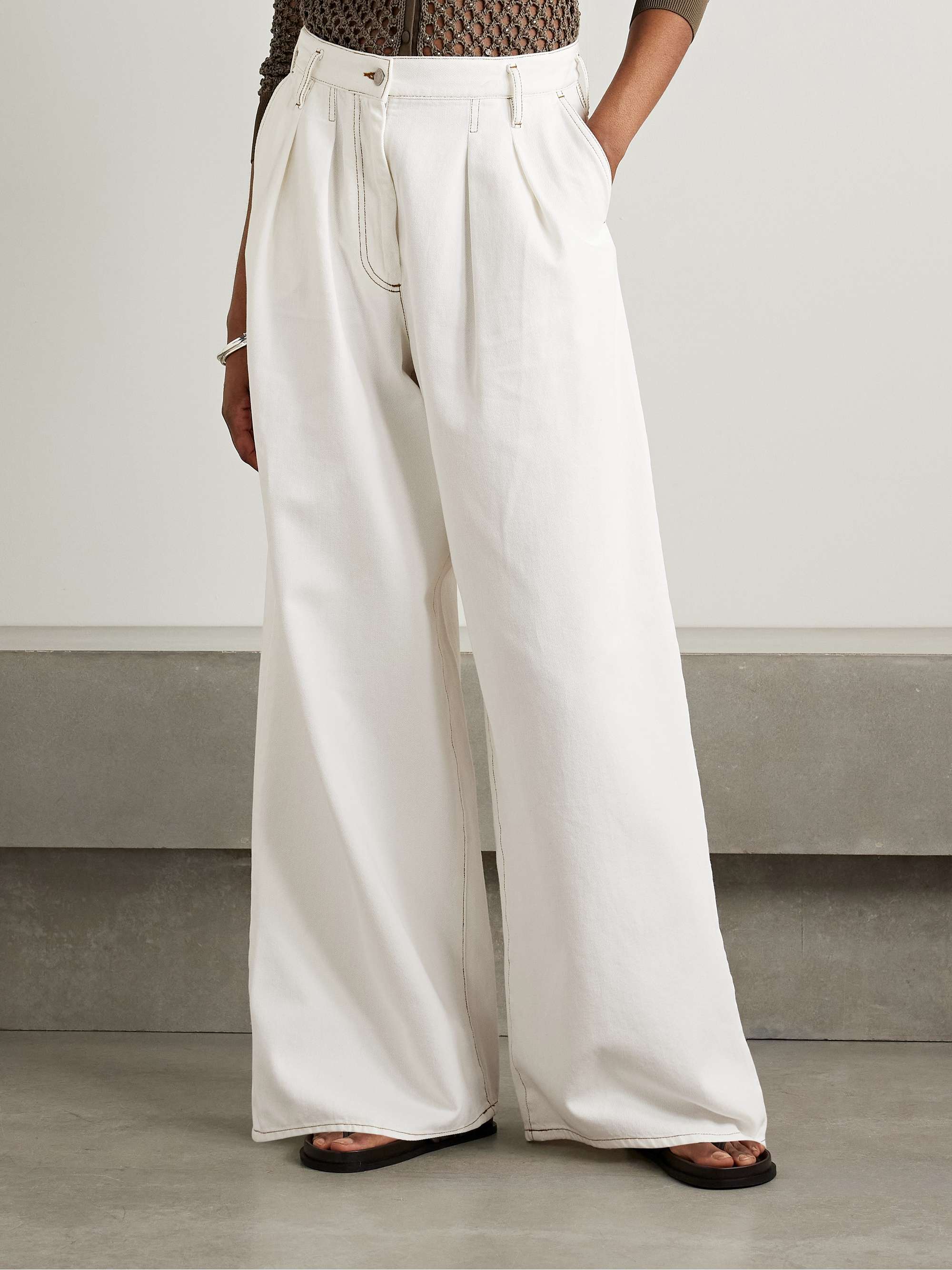 DRIES VAN NOTEN Pleated denim wide-leg pants | NET-A-PORTER