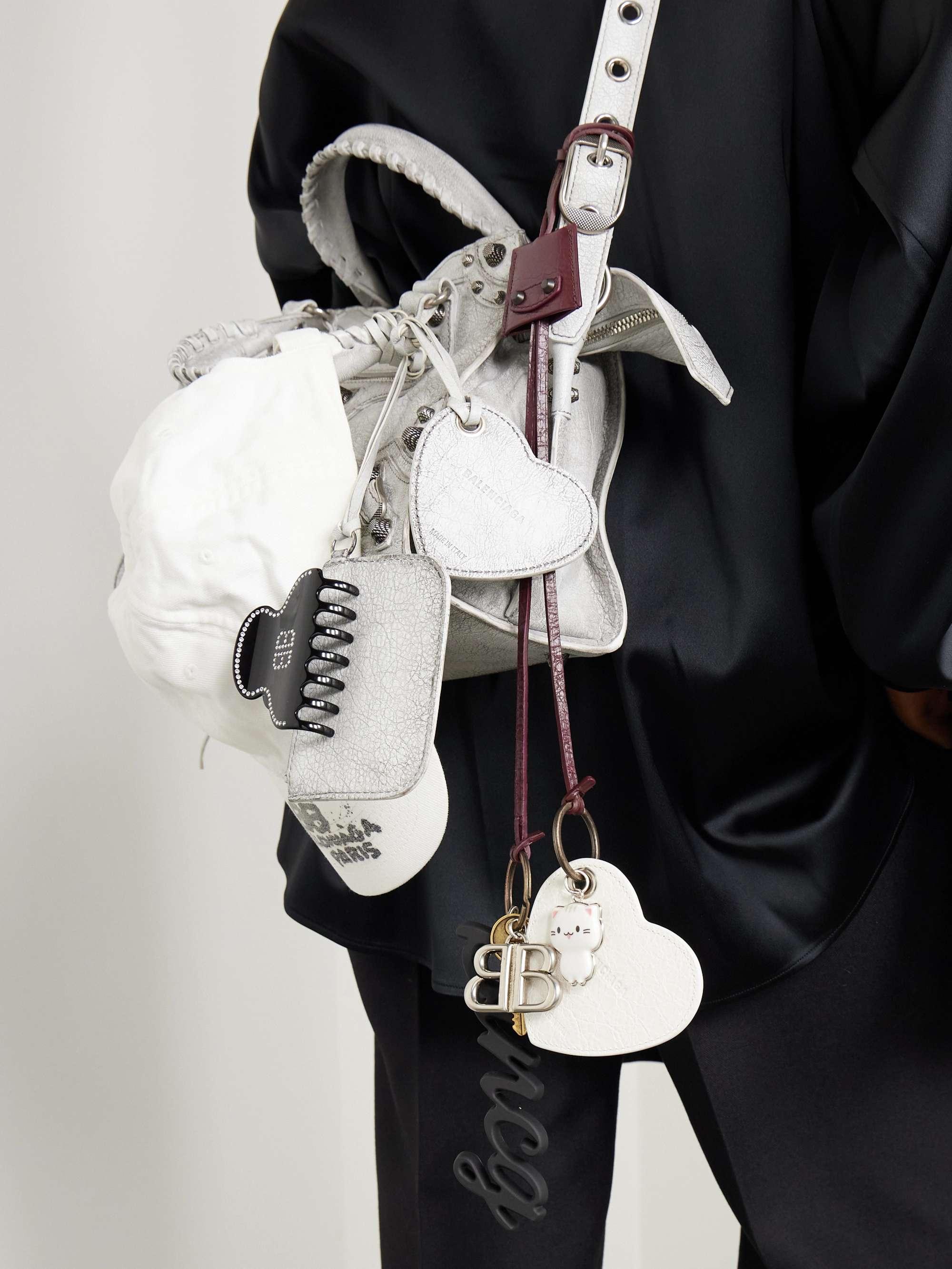 BALENCIAGA Le City embellished textured-leather, silver and gold