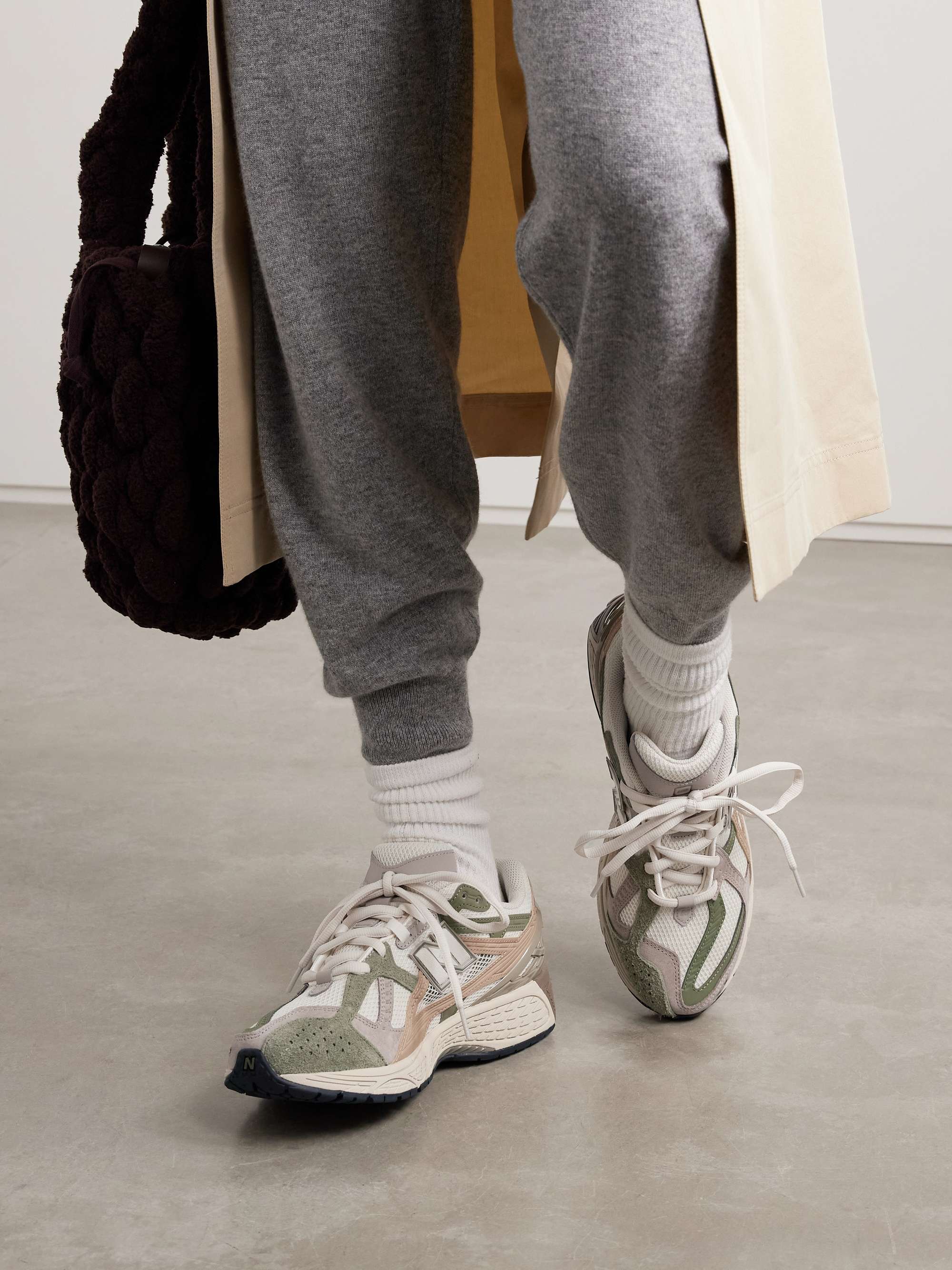NEW BALANCE 1906 rubber, leather and shell-trimmed mesh sneakers