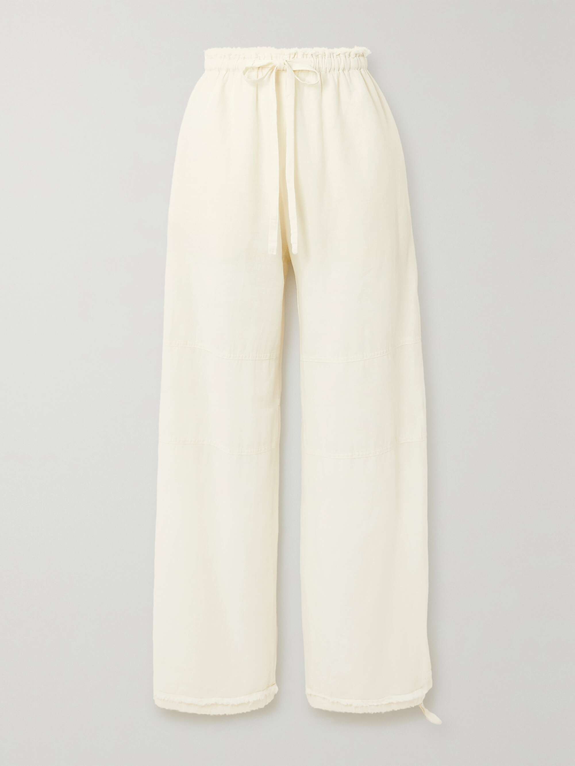 ACNE STUDIOS Frayed cotton and linen-blend wide-leg pants | NET-A