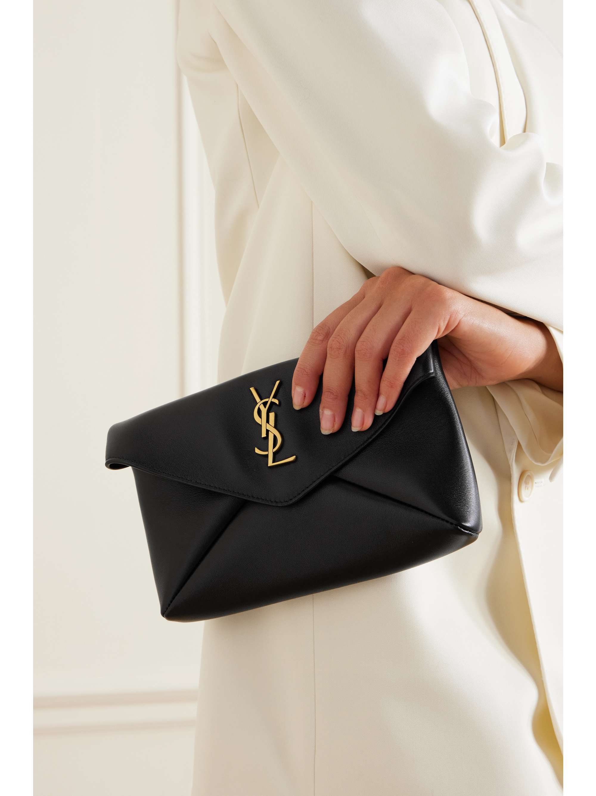 SAINT LAURENT Cassandre leather clutch | NET-A-PORTER