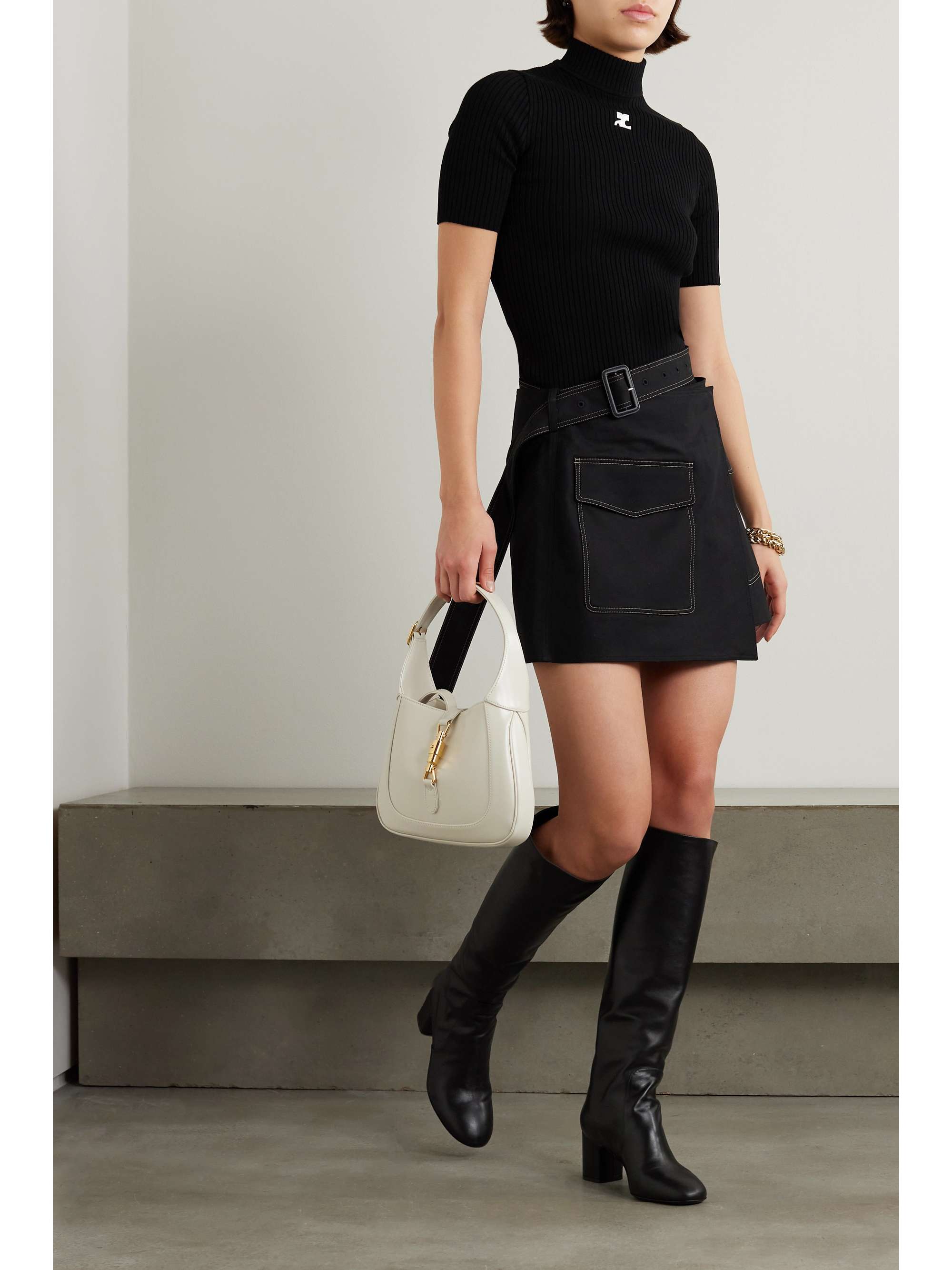 COURRÈGES Embroidered ribbed-knit top | NET-A-PORTER