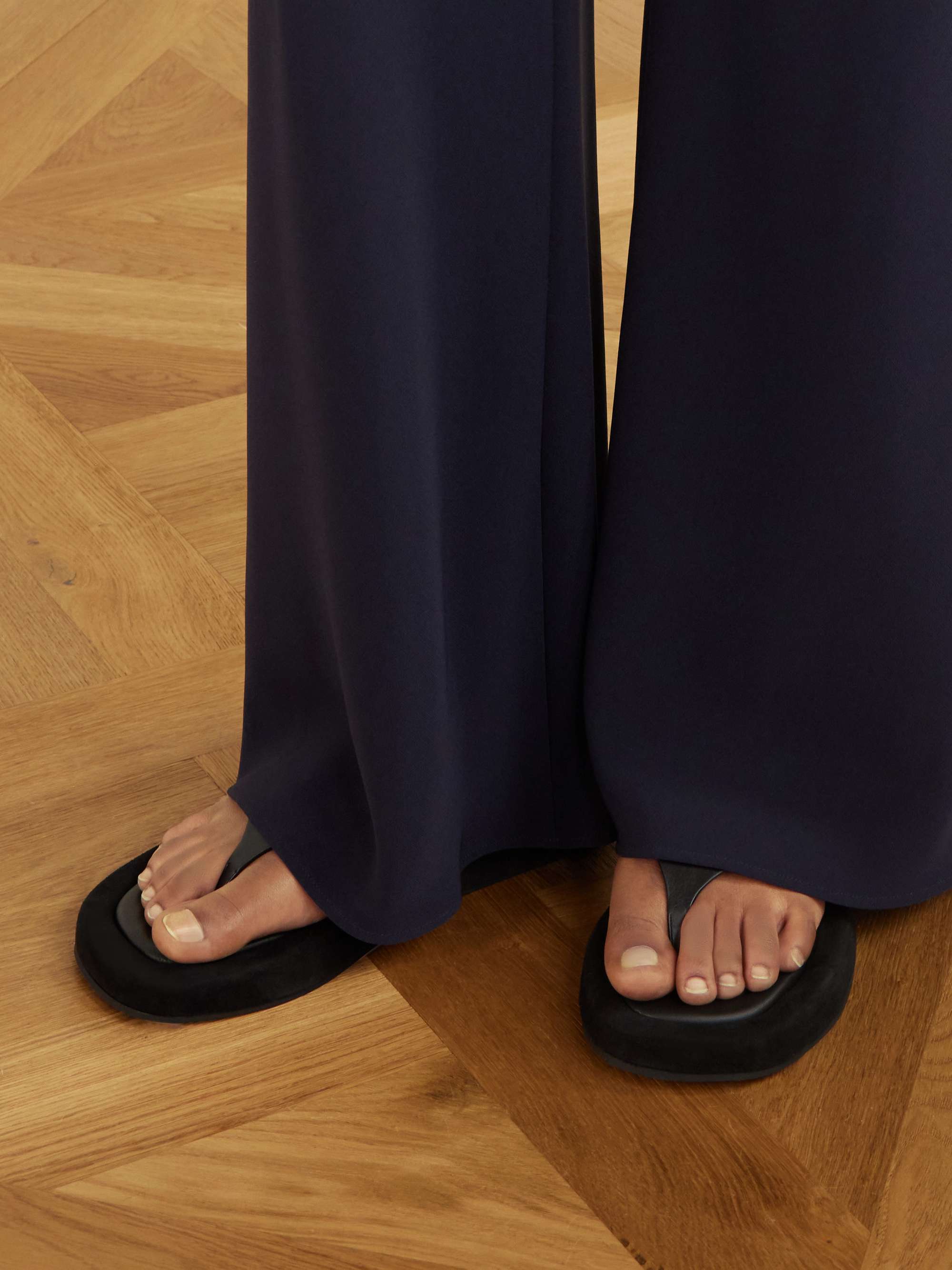 THE ROW Ginza leather and suede platform flip flops | NET-A-PORTER