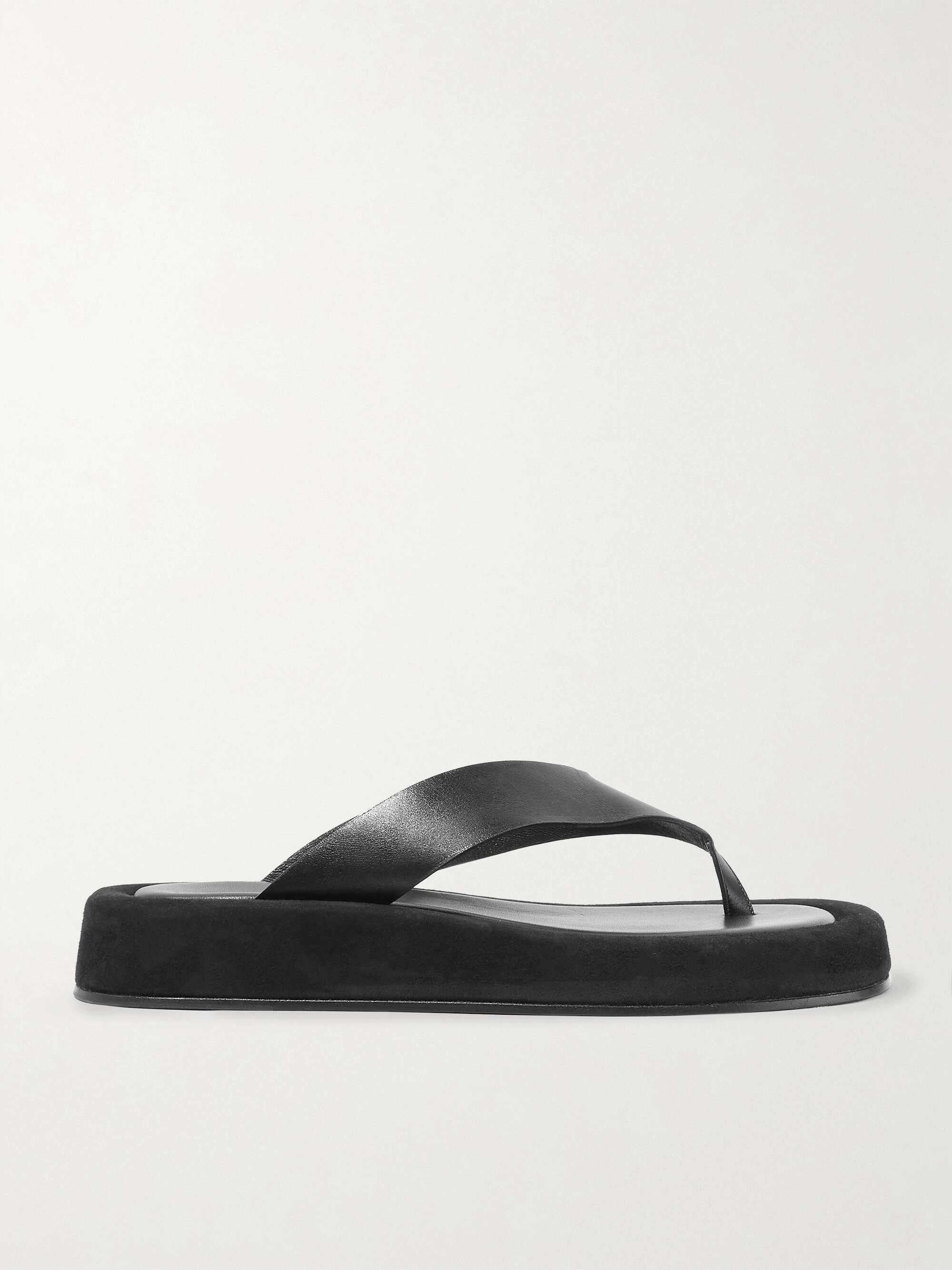 THE ROW Ginza leather and suede platform flip flops | NET-A-PORTER