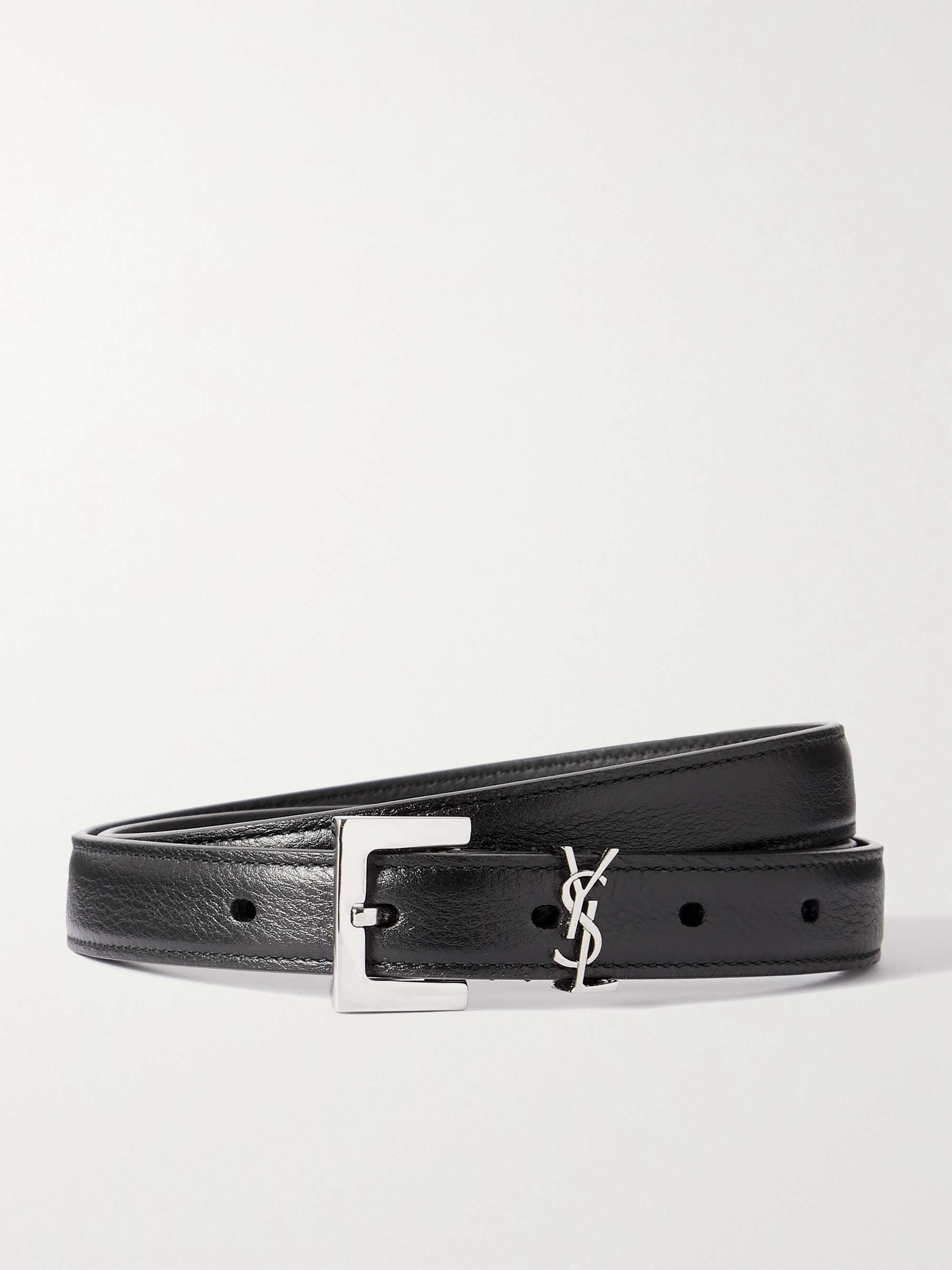 SAINT LAURENT Cassandre leather belt | NET-A-PORTER