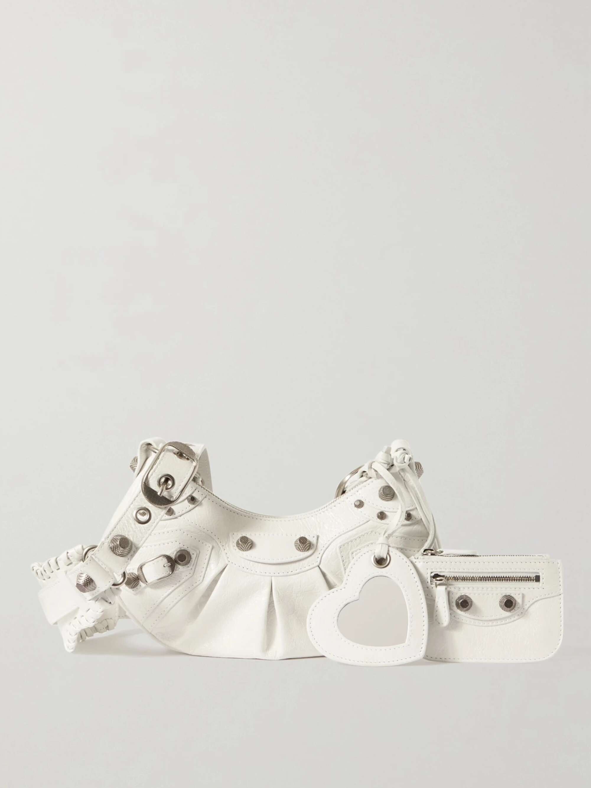 BALENCIAGA Le Cagole XS studded crinkled-leather shoulder bag