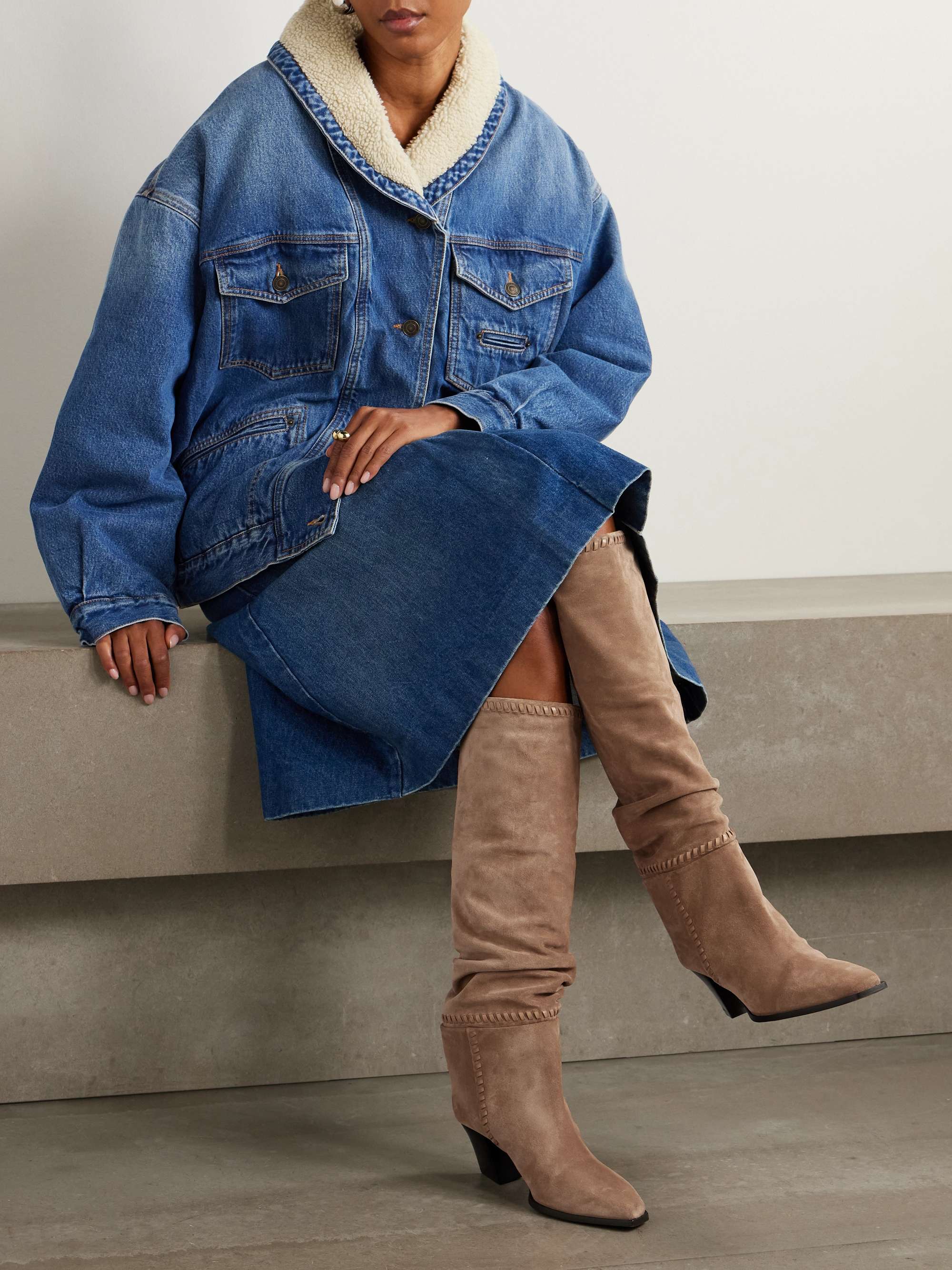 JIMMY CHOO Hart Stitch 60 suede knee boots | NET-A-PORTER