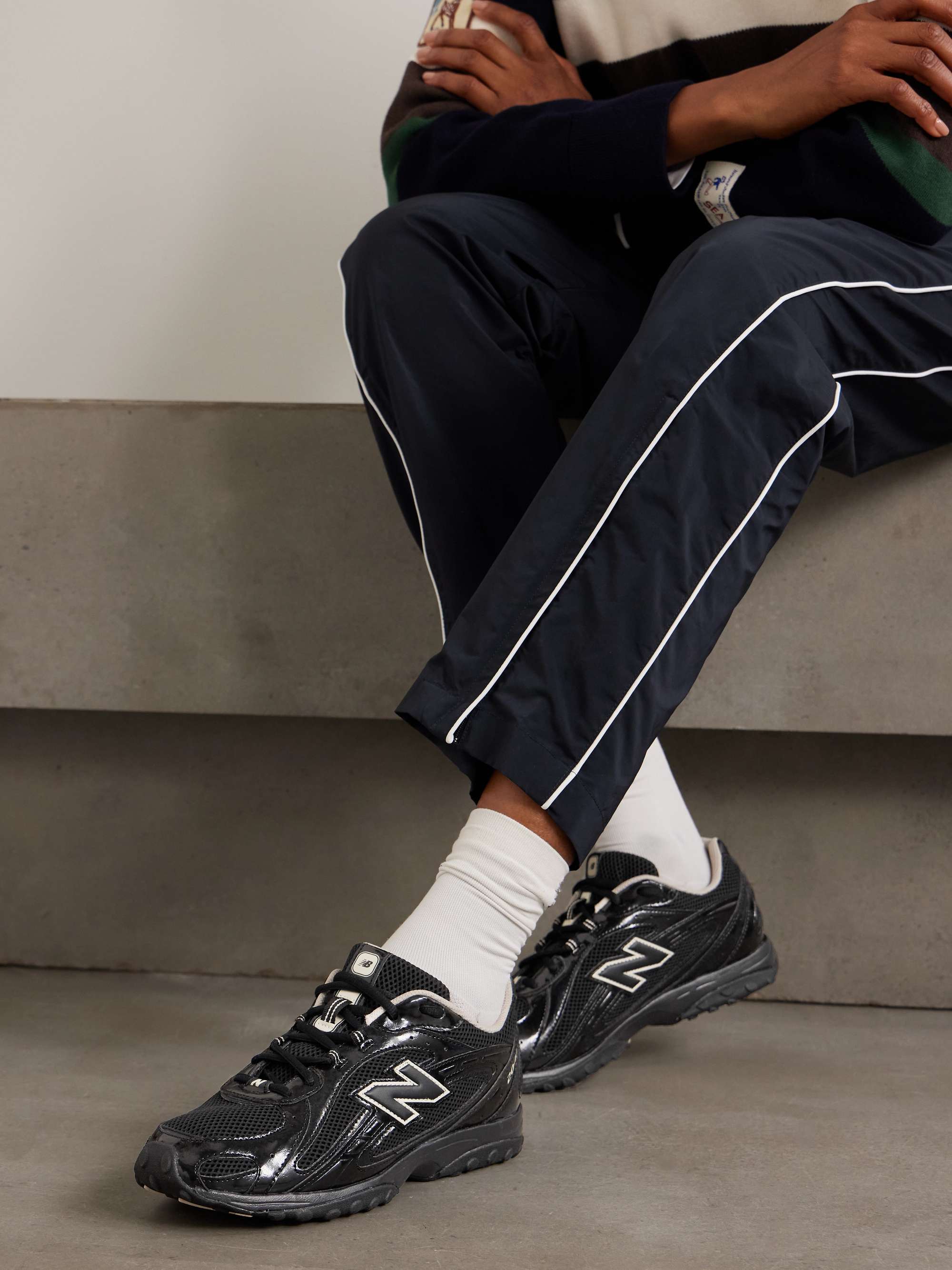NEW BALANCE 204L paneled patent-leather and mesh sneakers | NET-A