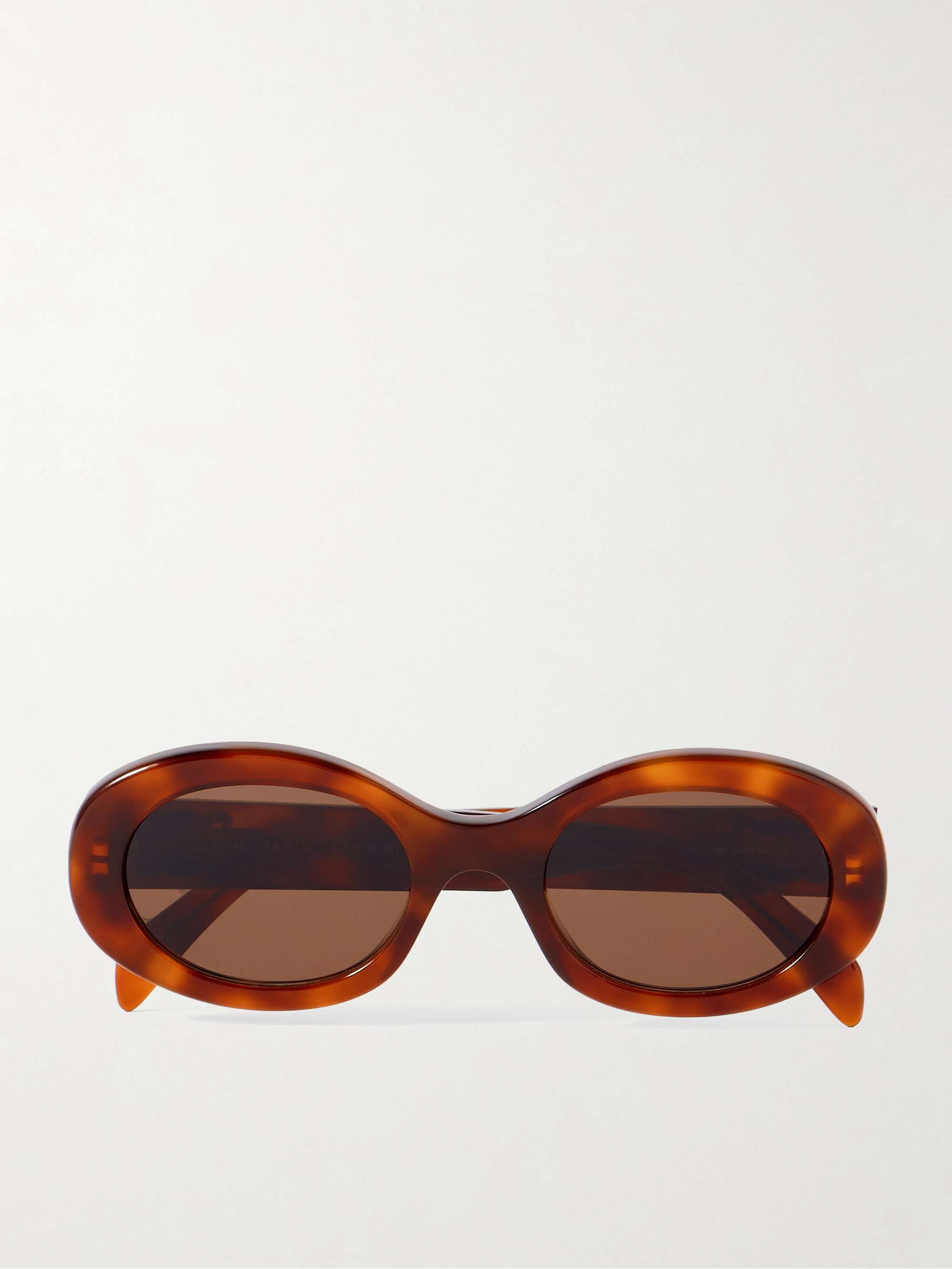 CELINE EYEWEAR Triomphe oval-frame tortoiseshell acetate