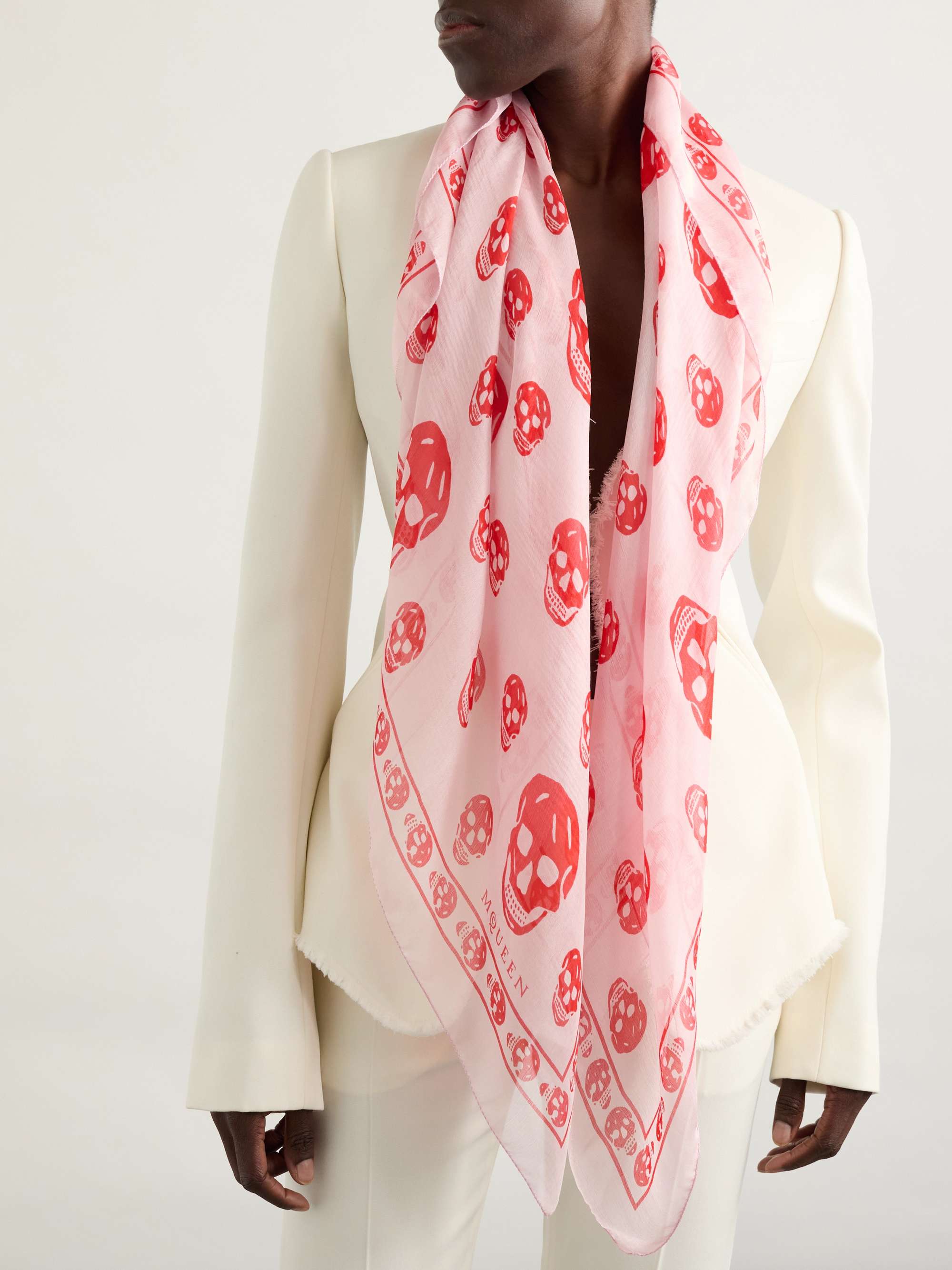 MCQUEEN Printed silk-chiffon scarf | NET-A-PORTER
