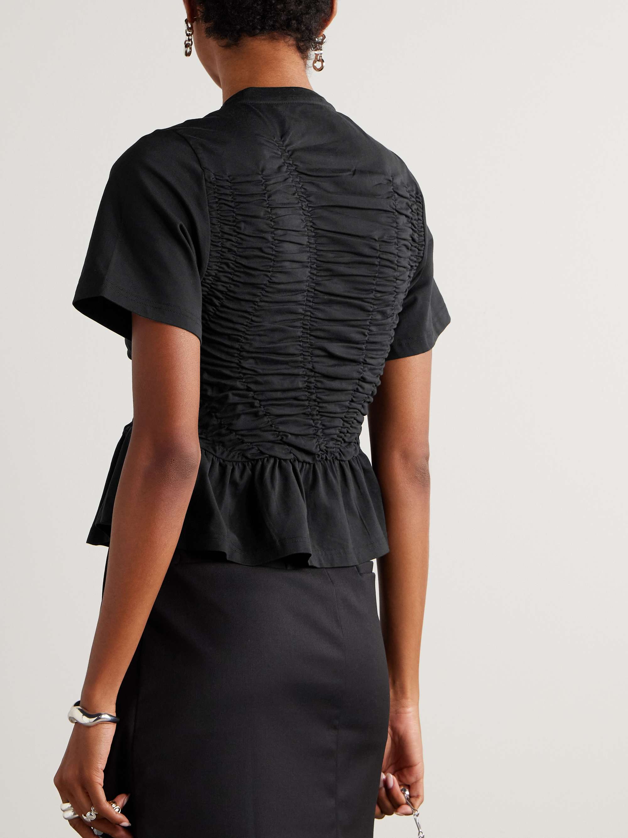 CECILIE BAHNSEN Ruched stretch-cotton jersey T-shirt | NET-A-PORTER