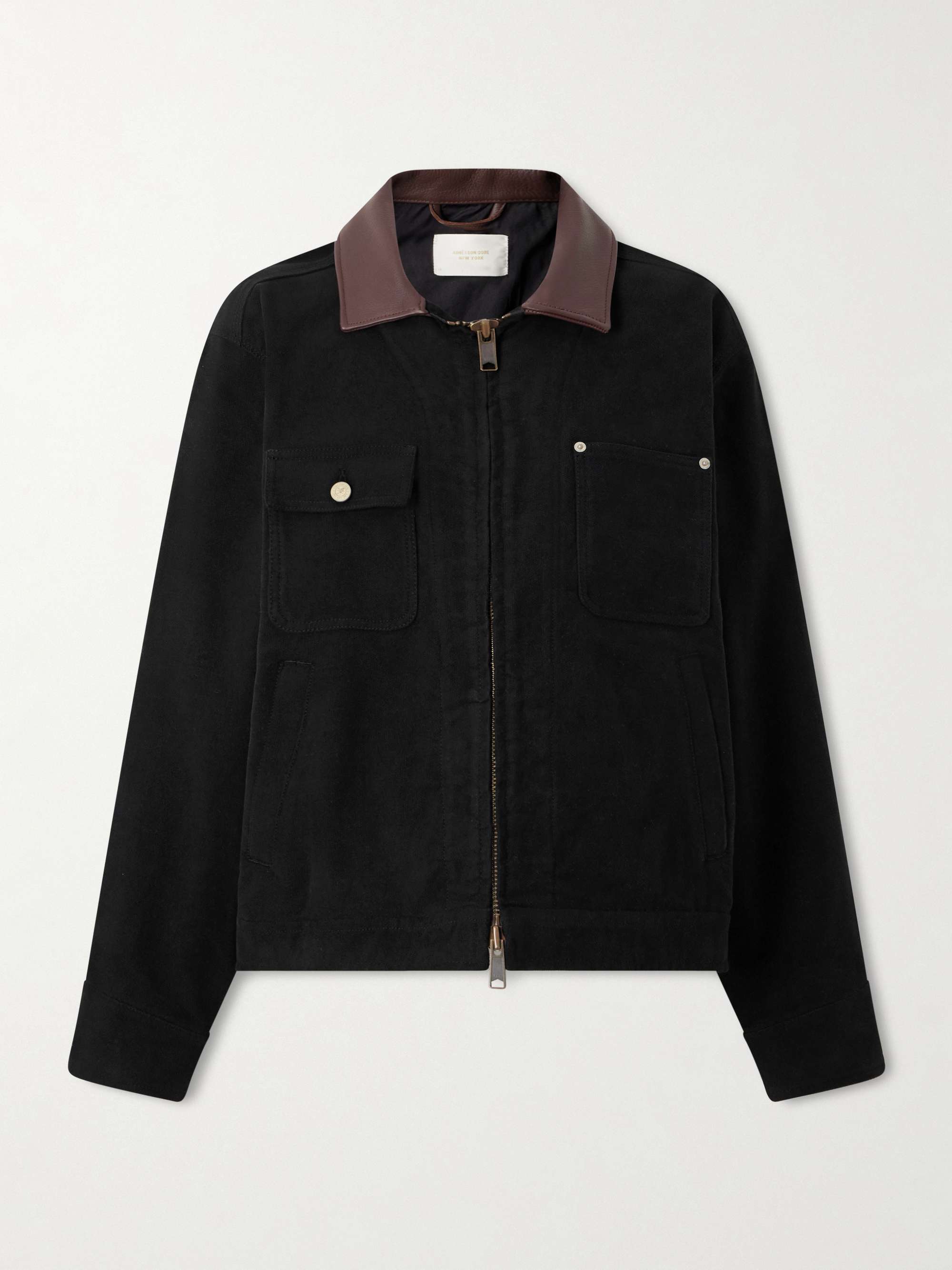 AIMÉ LEON DORE Ranch leather-trimmed cotton-canvas jacket | NET-A