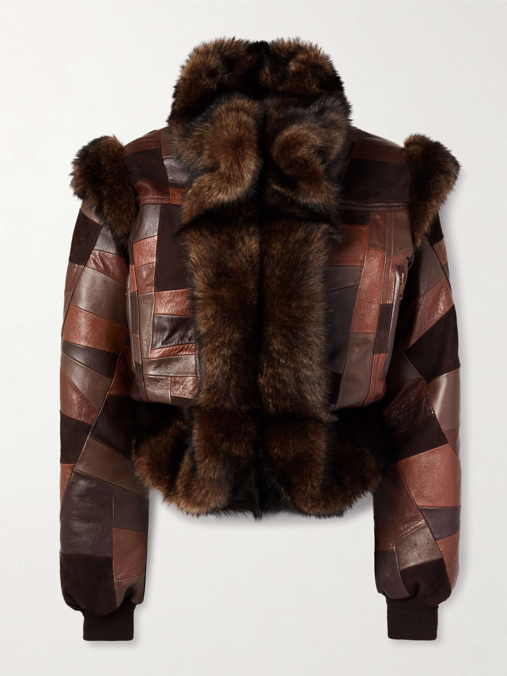 CHLOÉ Patchwork leather and shearling jacket | NET-A-PORTER