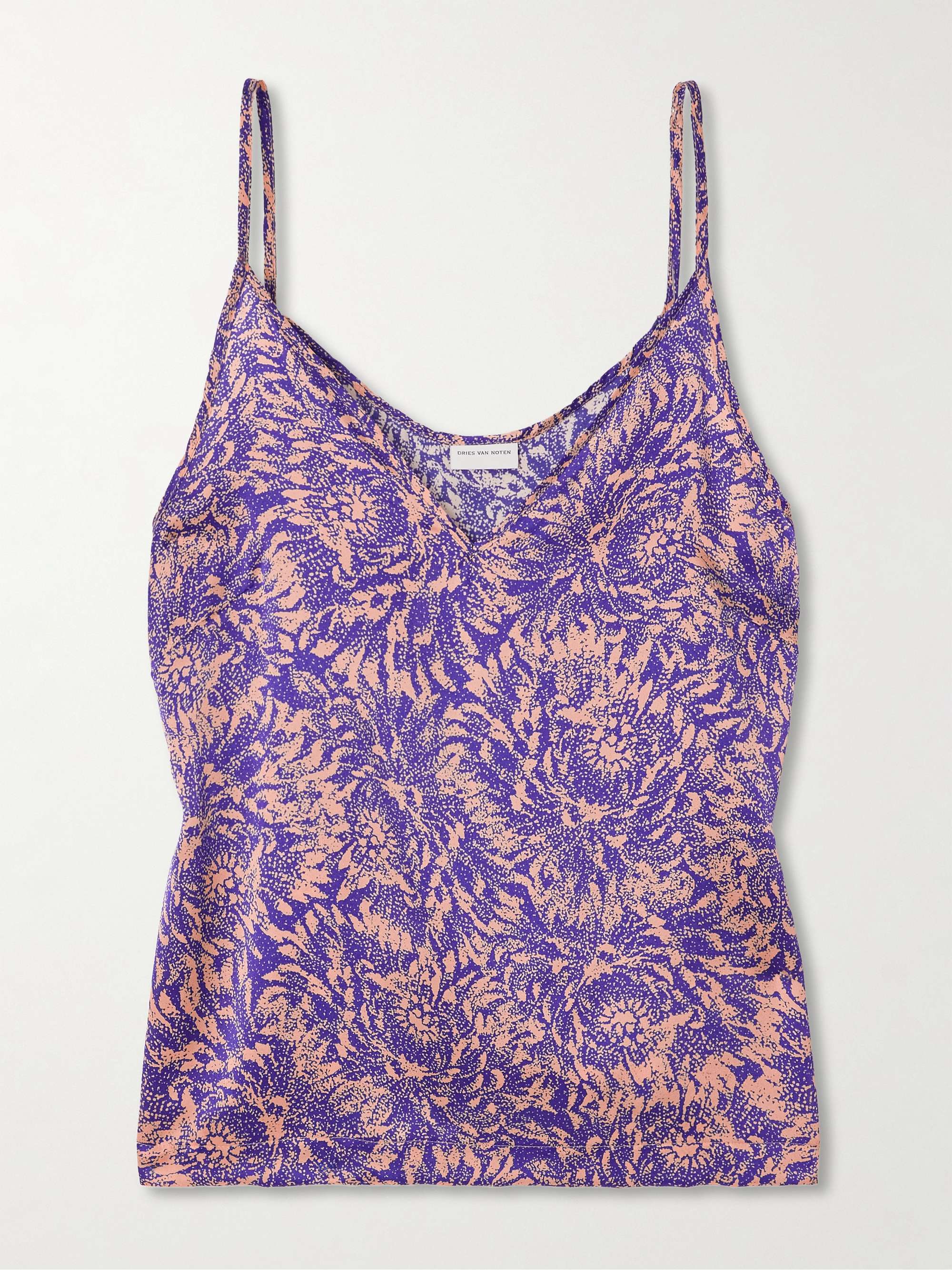 DRIES VAN NOTEN Printed silk-satin tank | NET-A-PORTER