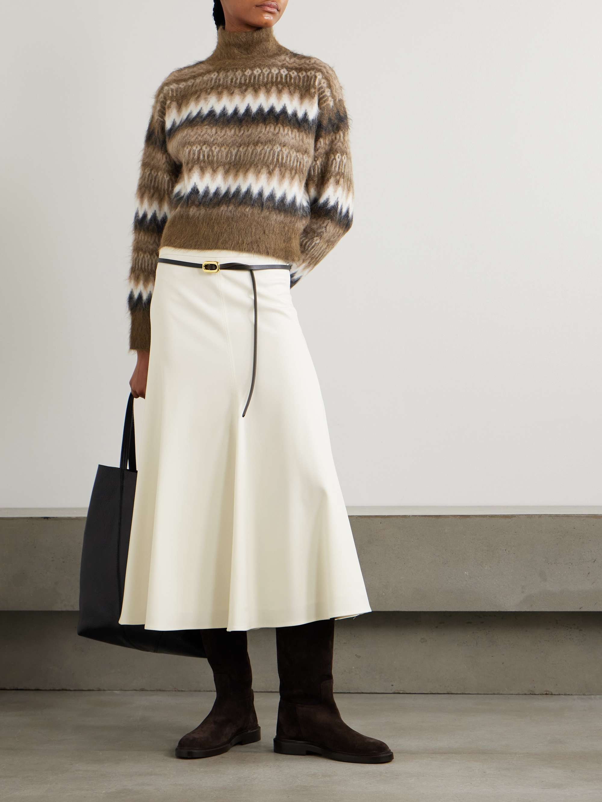 BRUNELLO CUCINELLI Gathered wool-blend midi skirt | NET-A-PORTER