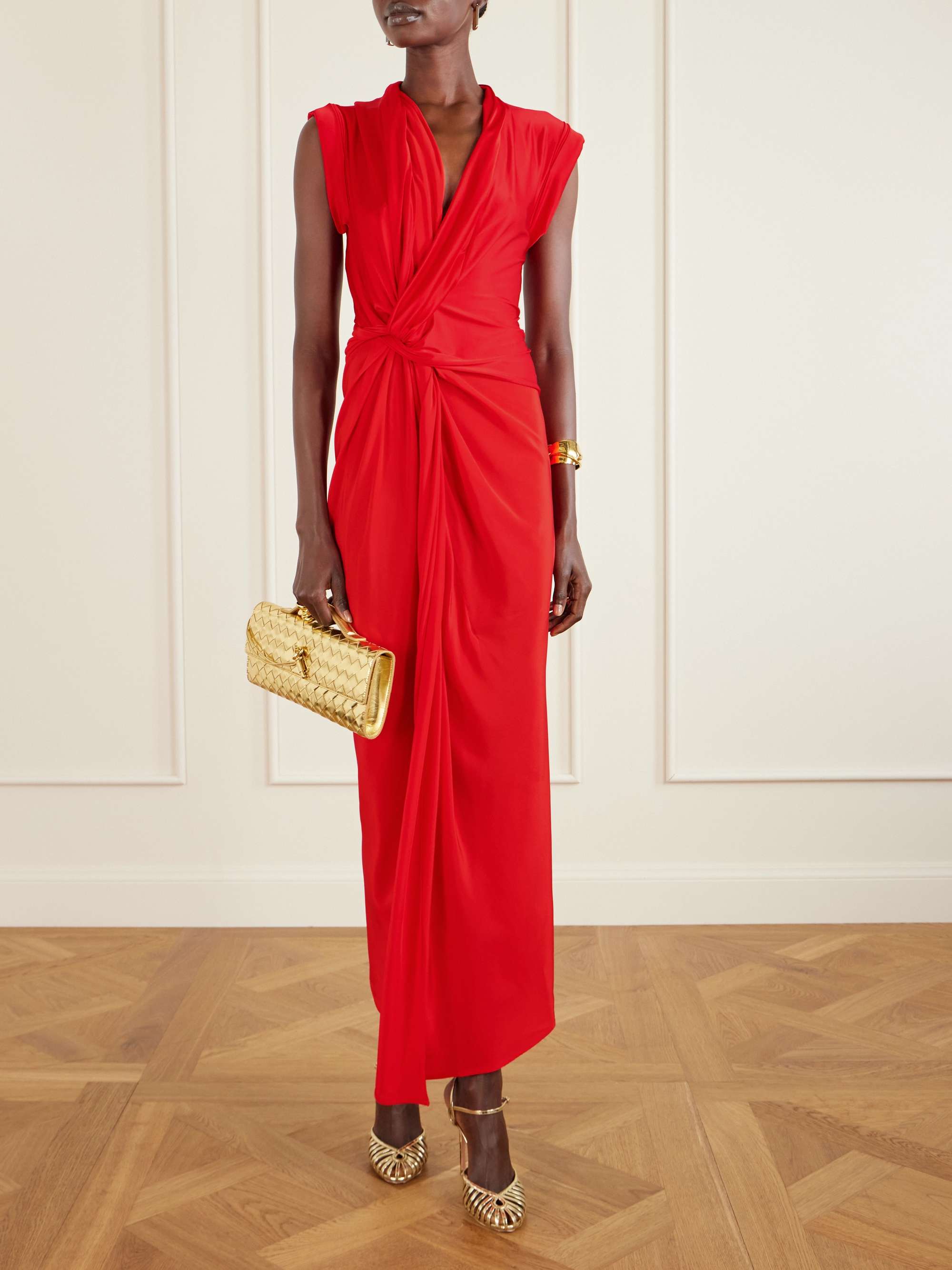 VICTORIA BECKHAM Asymmetric twisted satin maxi dress | NET-A-PORTER