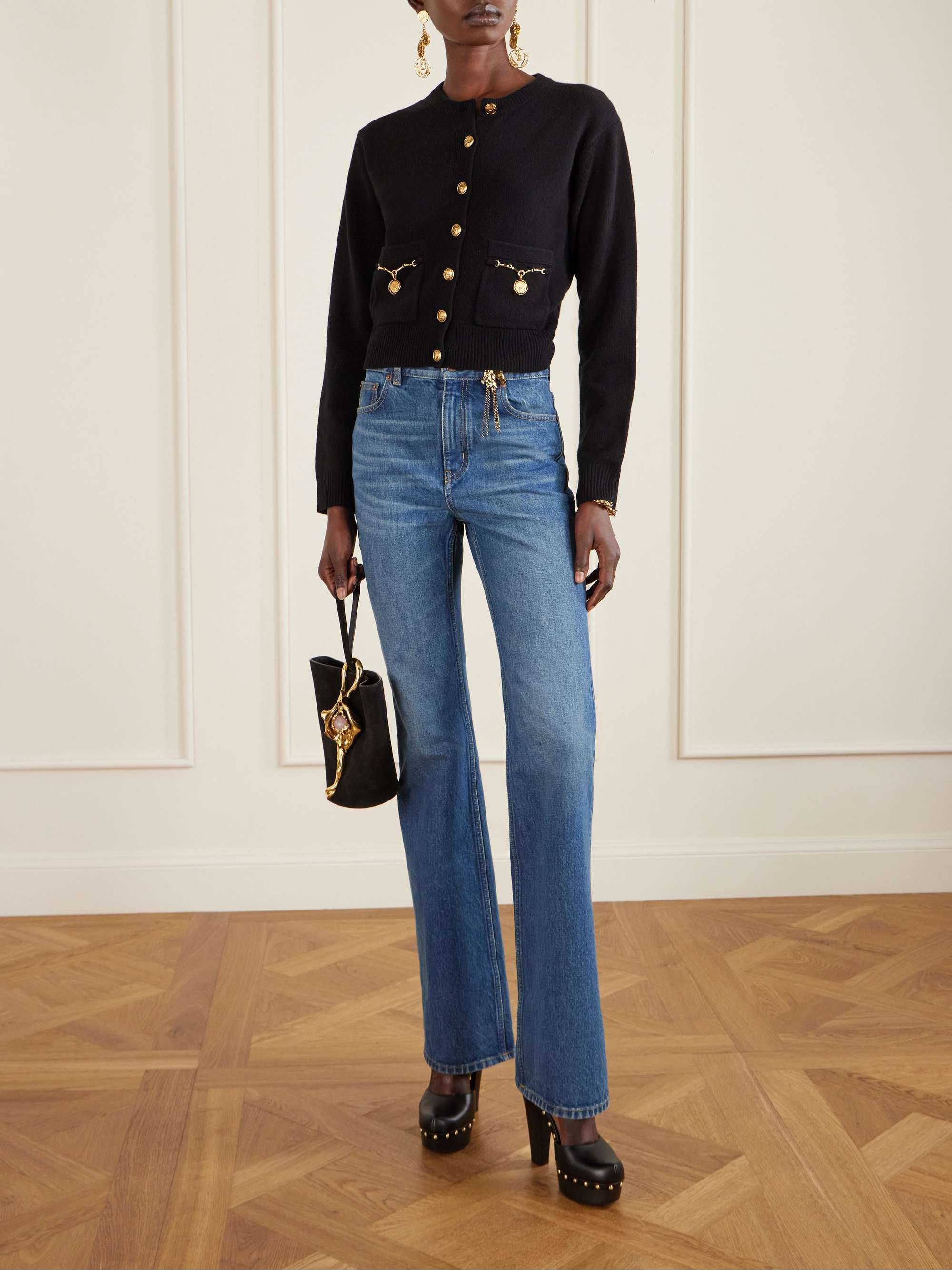 CHLOÉ Cropped embellished wool and cashmere-blend cardigan | NET-A