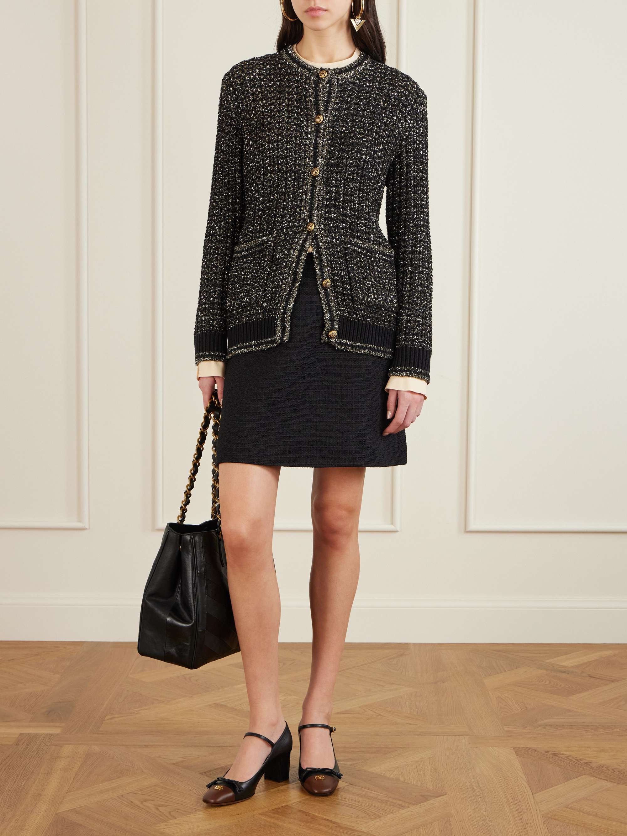 VALENTINO GARAVANI Jean chain-detailed paneled leather tote | NET