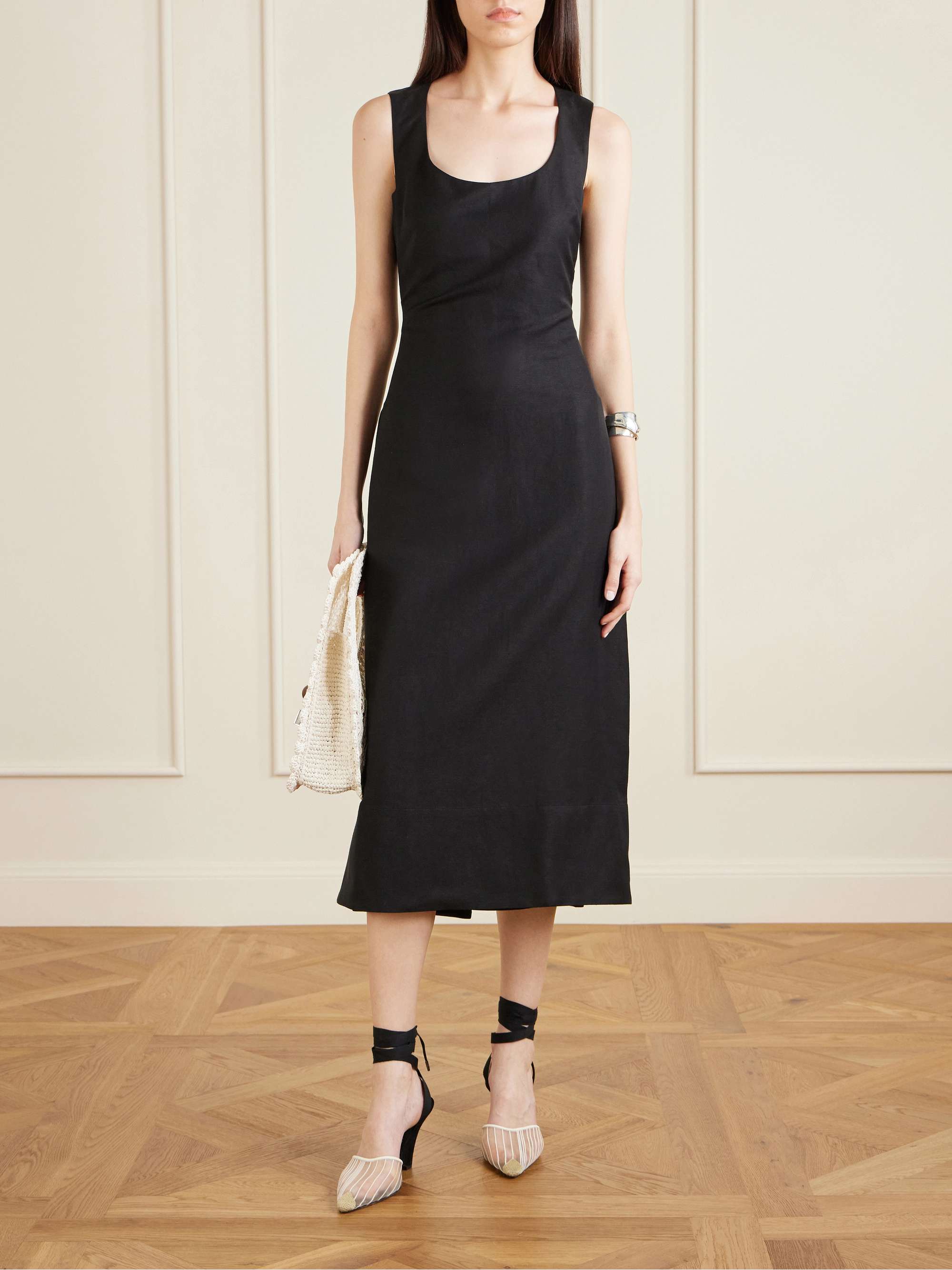 JACQUEMUS Tablier linen-blend midi dress | NET-A-PORTER