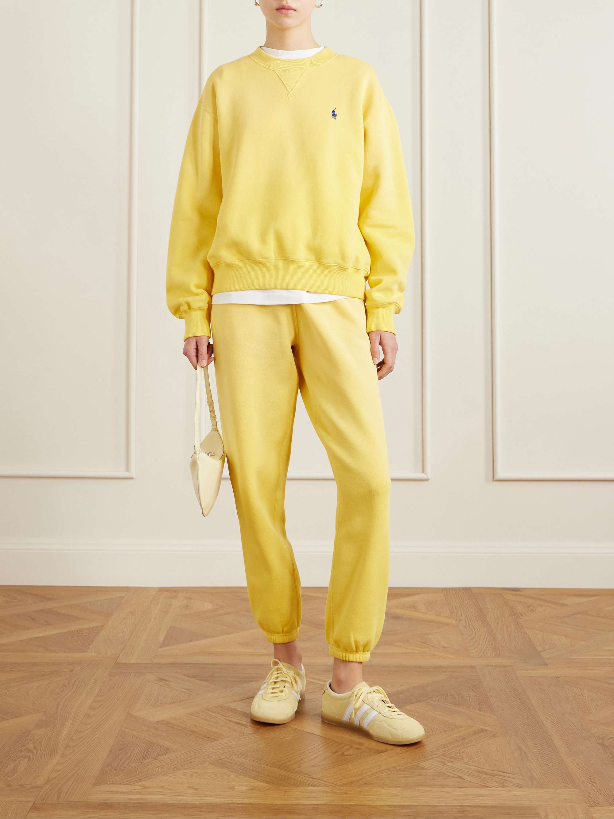 POLO RALPH LAUREN Embroidered cotton-blend fleece sweatsihrt | NET