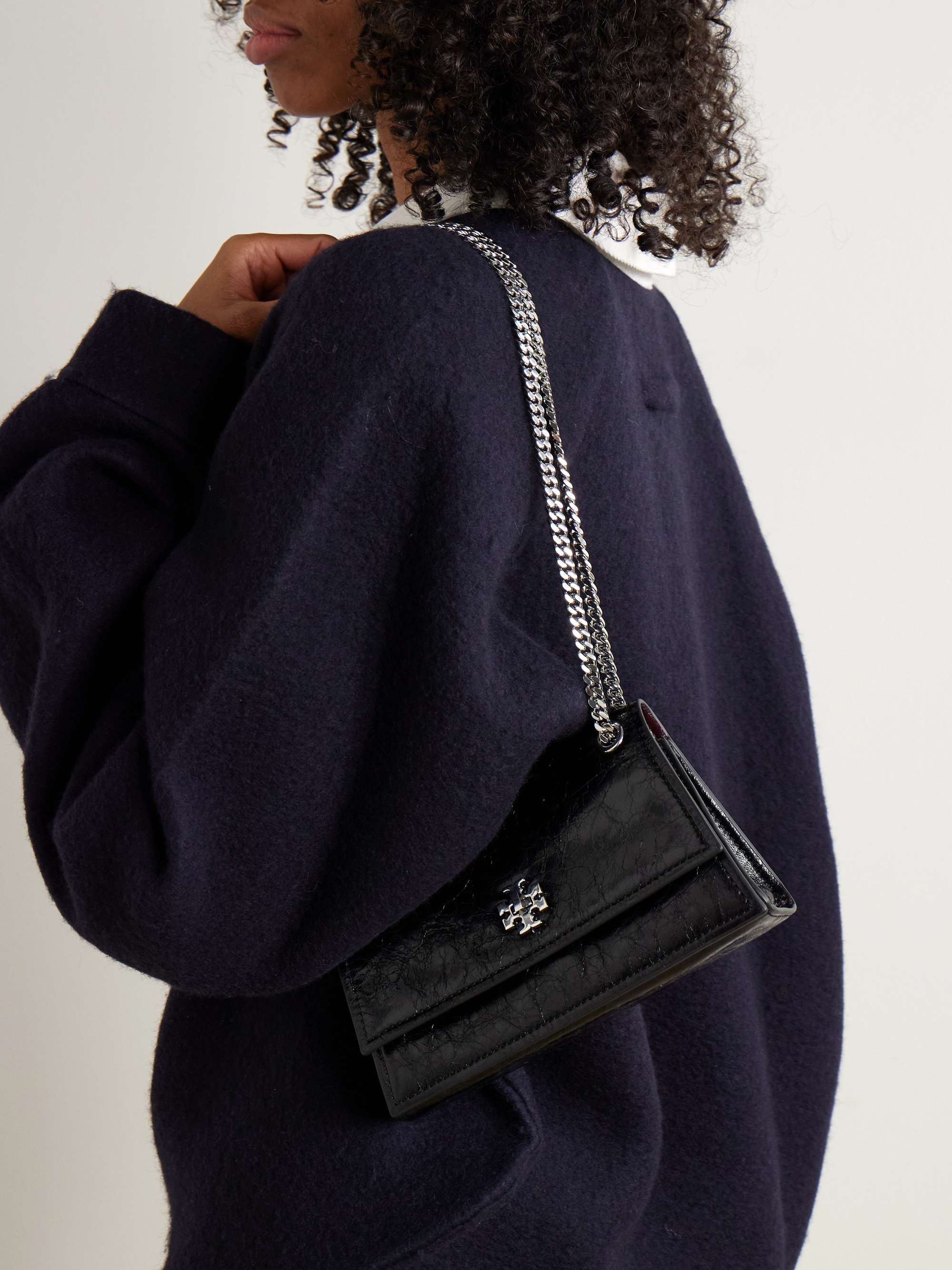 TORY BURCH Kira Turnlock mini crinkled-leather shoulder bag | NET