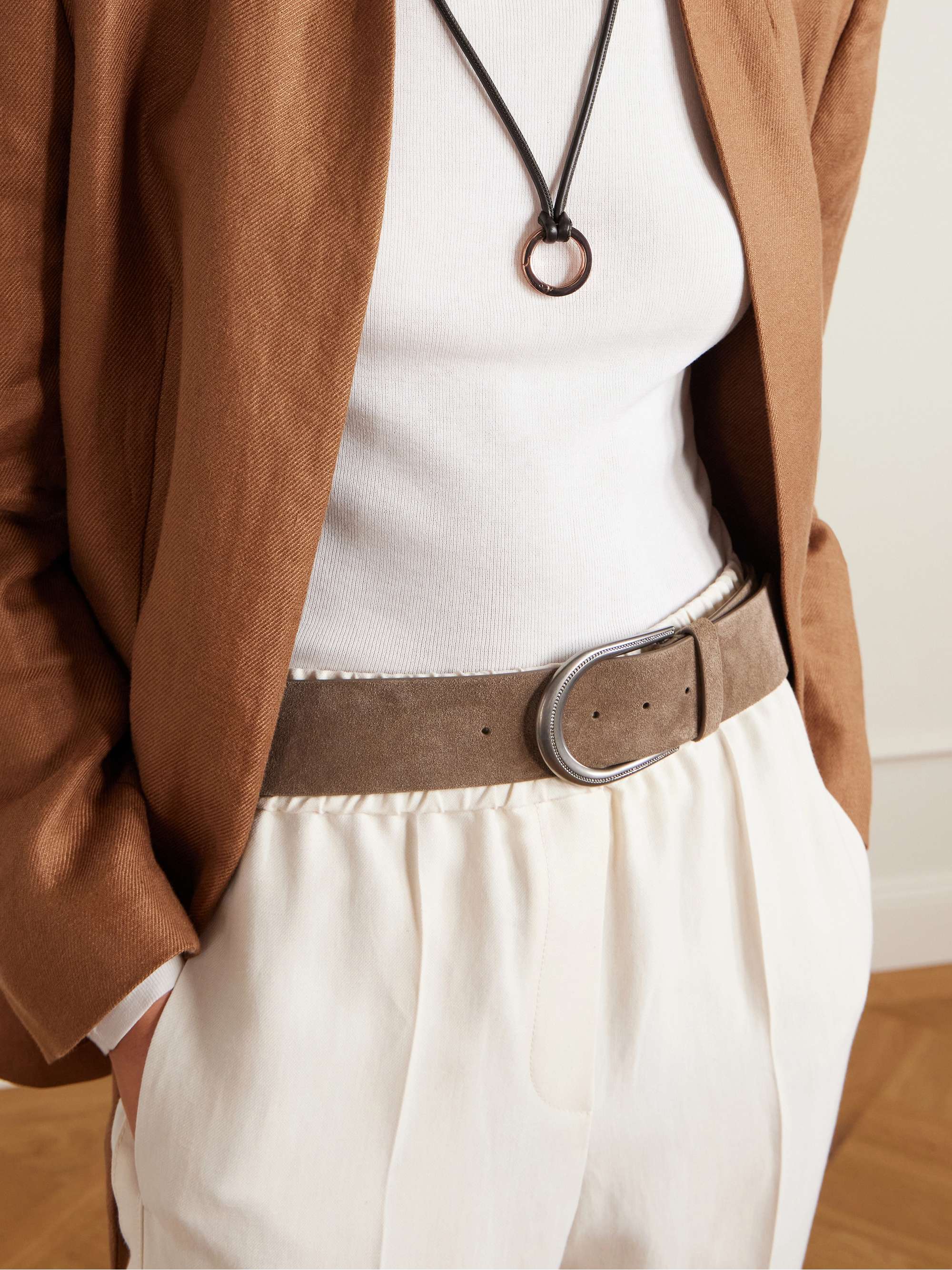 BRUNELLO CUCINELLI Bead-embellished suede belt | NET-A-PORTER