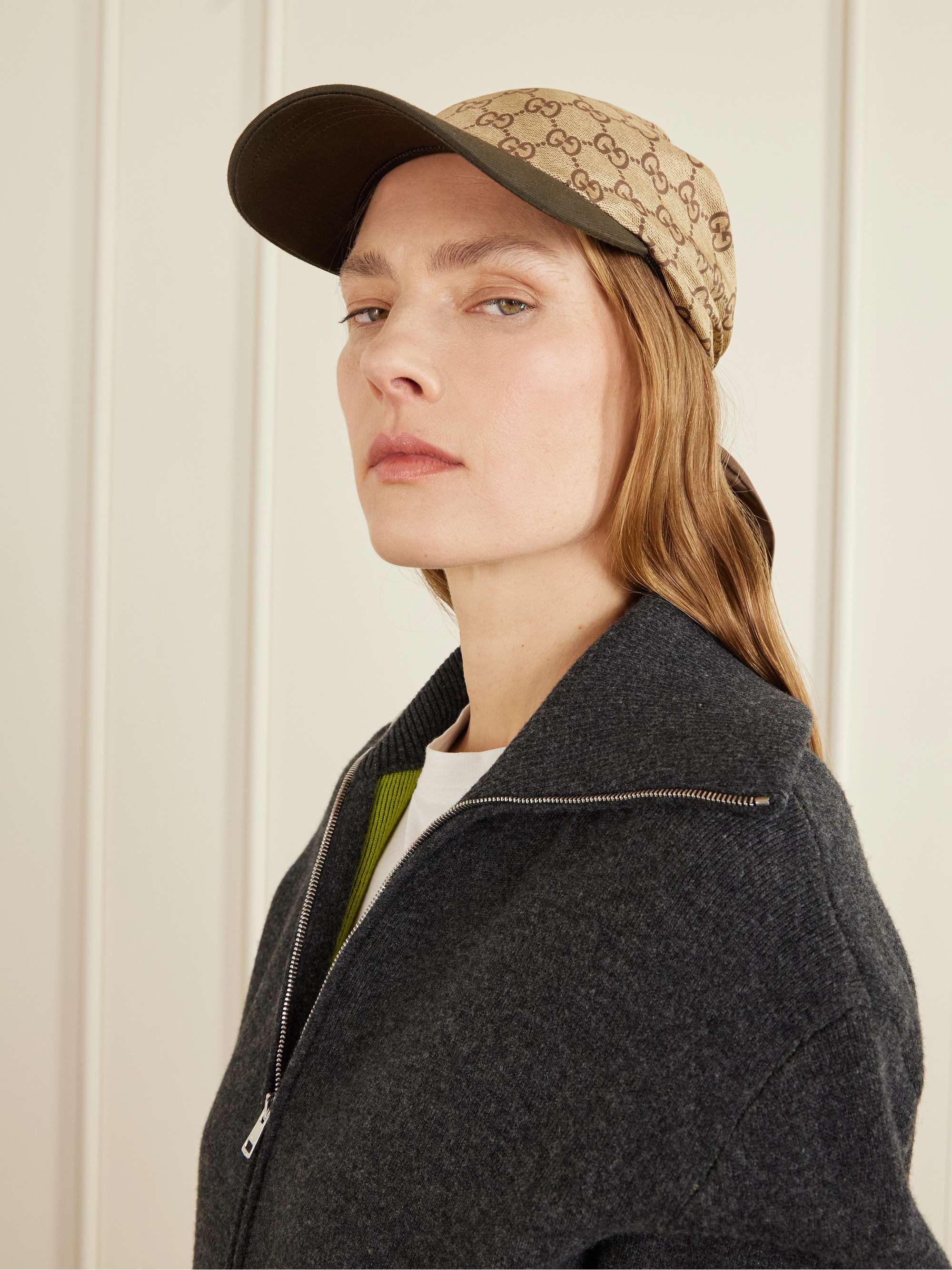 GUCCI Cotton twill-trimmed printed silk-twill baseball cap | NET-A