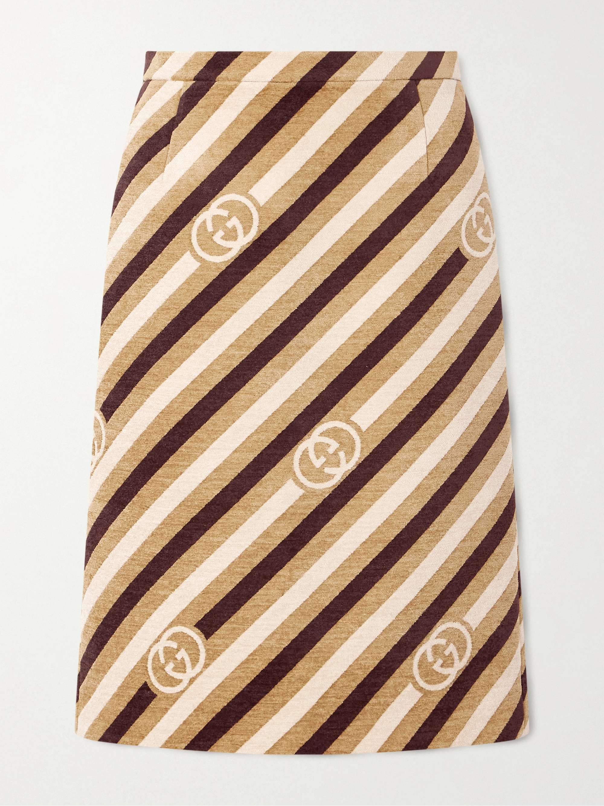 GUCCI Striped jacquard-knit chenille midi skirt | NET-A-PORTER