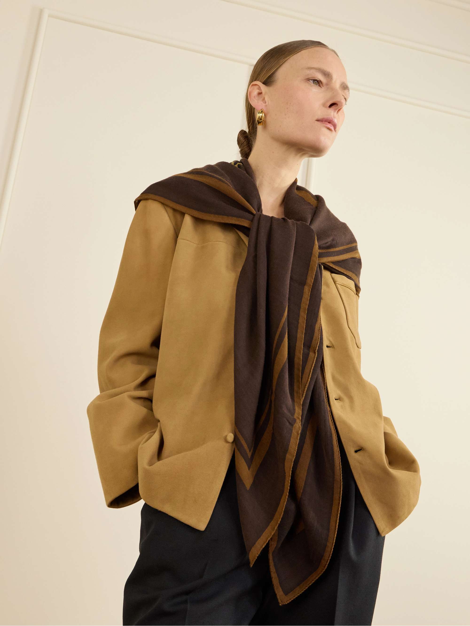 SAINT LAURENT Printed wool-twill scarf | NET-A-PORTER