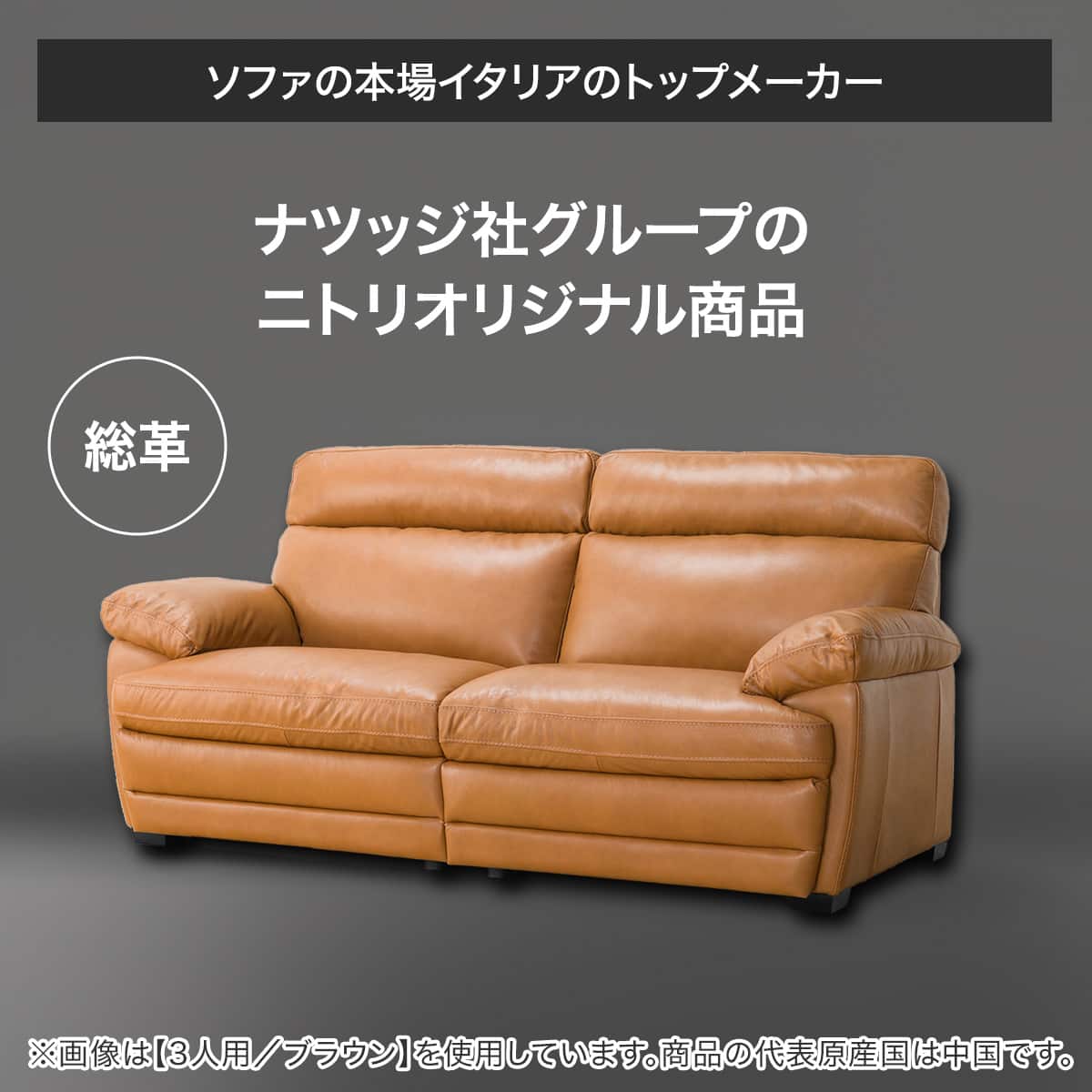 3人掛けソファ 本革タイプ (Z278KD DBR) | ニトリネット【公式】 家具