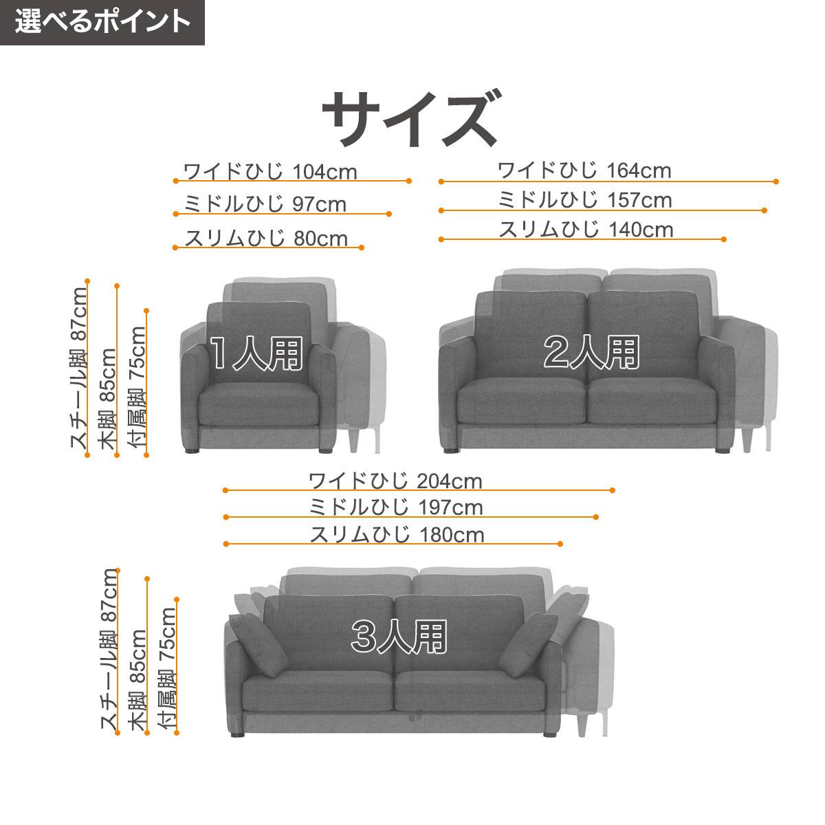 2人掛けカスタマイズソファ 布張りタイプ (MS02 やわらかめ スリム肘