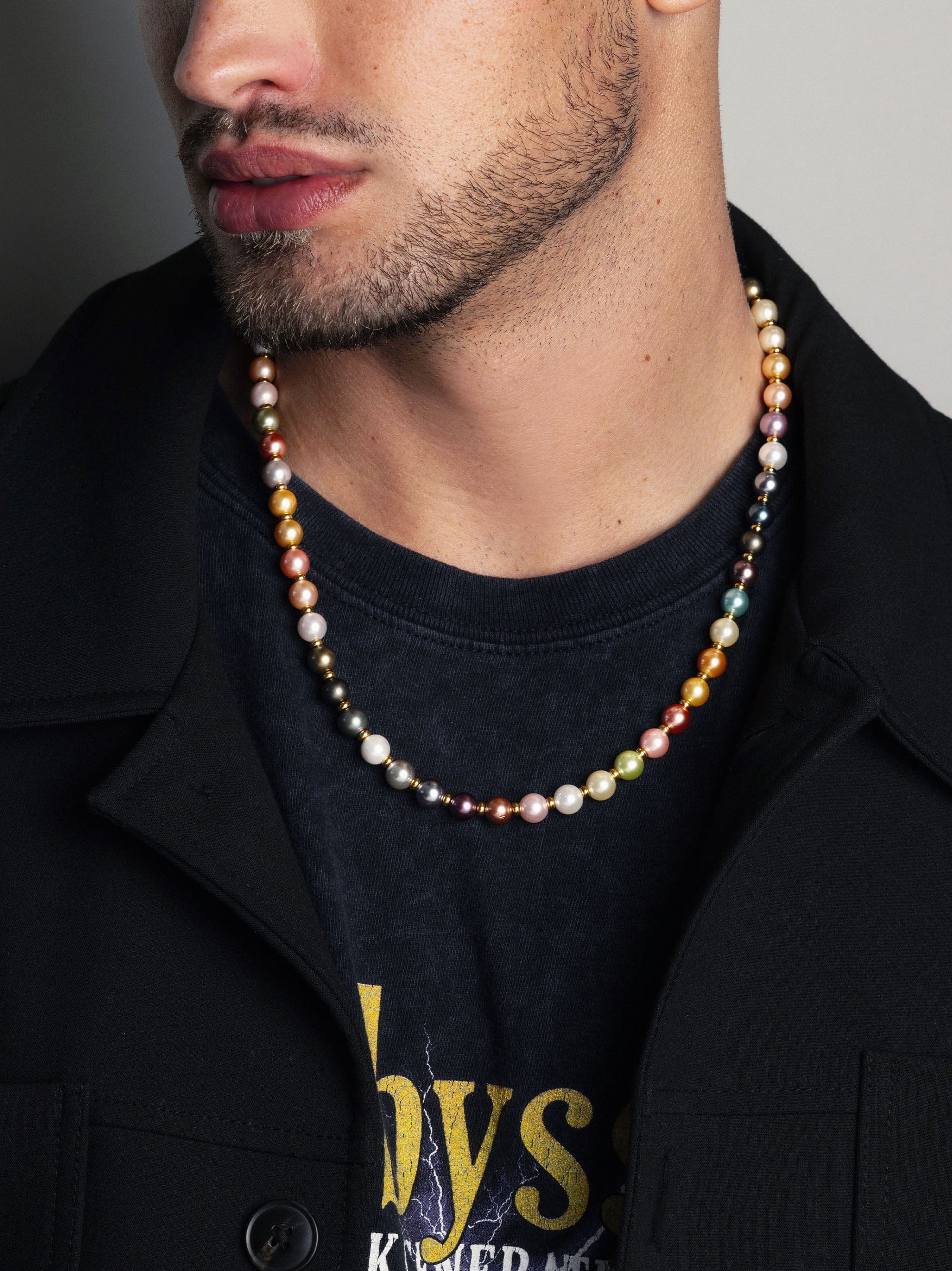 8mm Pastel Pearl Necklace with Gold – Nialaya