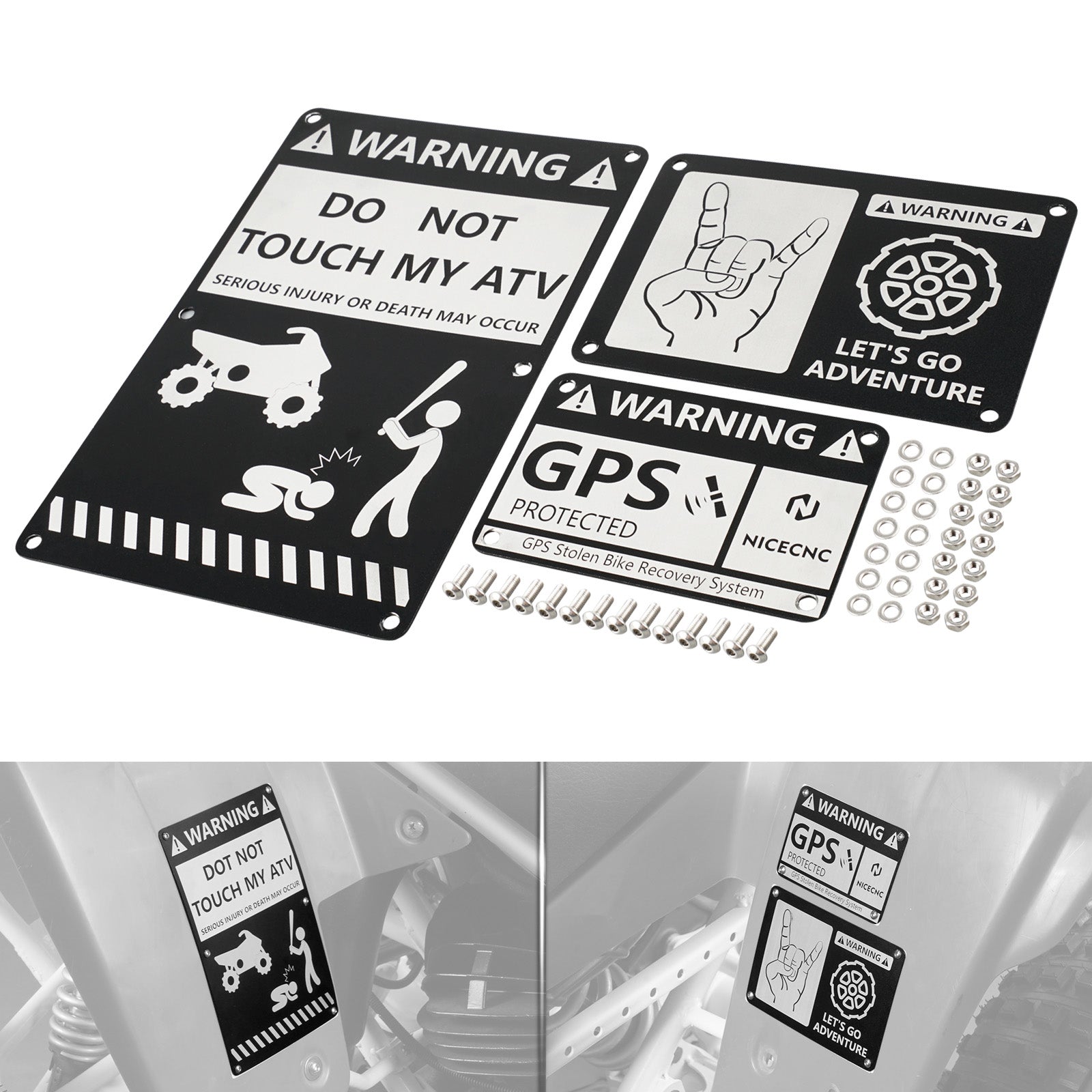 Yamaha Blaster 200 ATV Fender Warning Tags Stickers Badges Plates