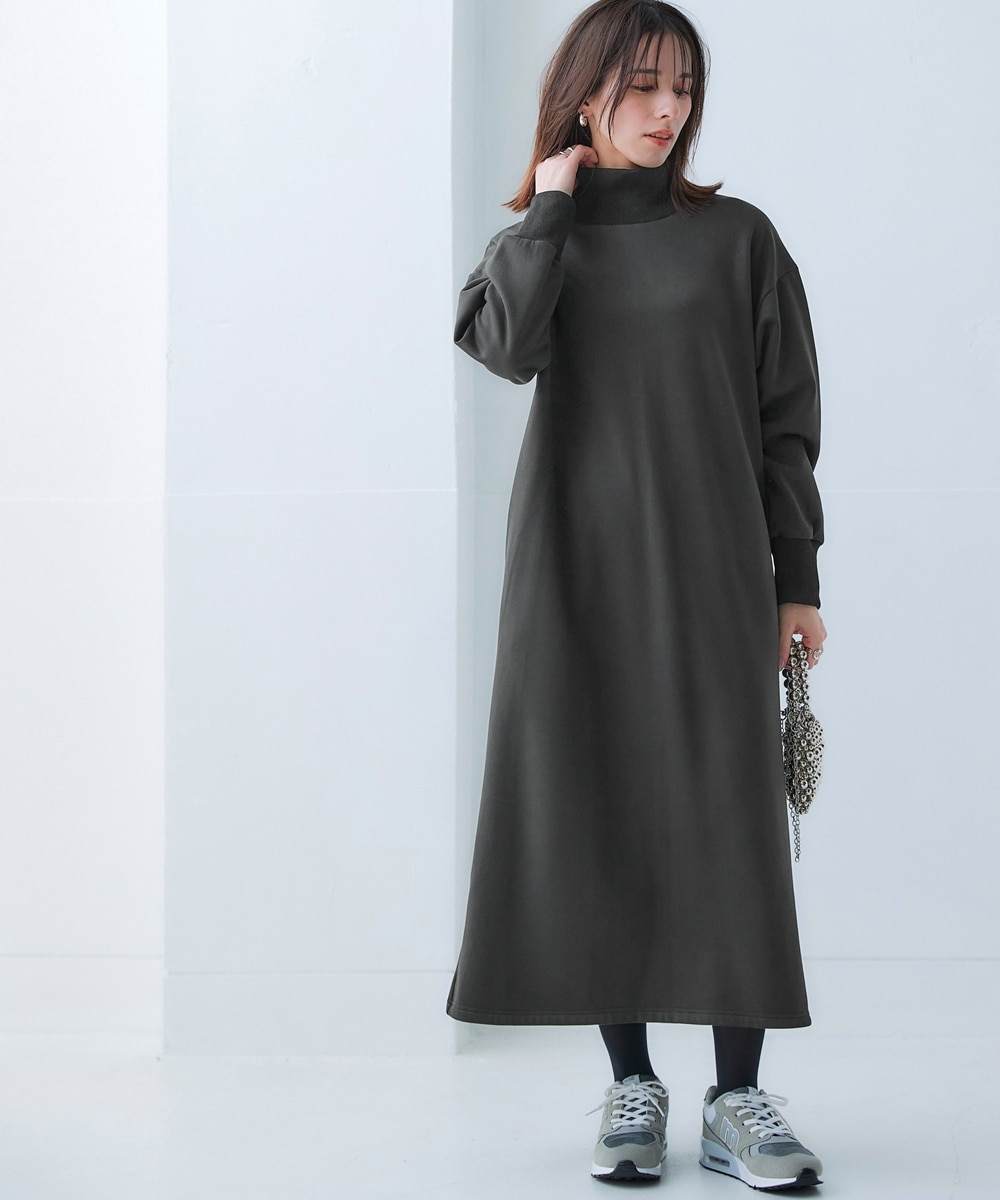 裏シャギーゆるシルエットハイネックワンピース 通販【ニッセン】