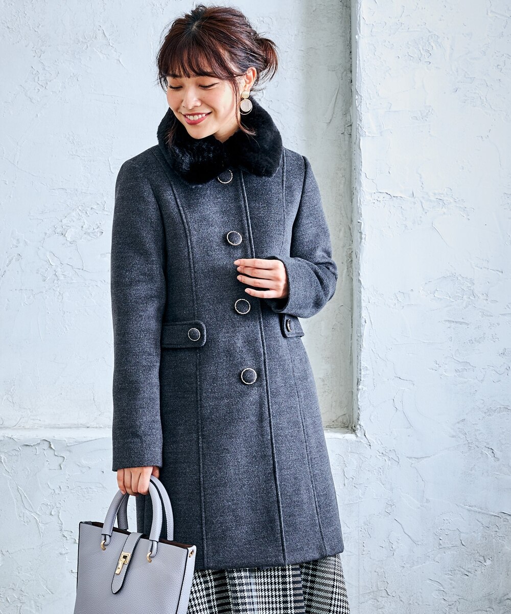 エコファー衿付大人フェミニンコート 通販【ニッセン】