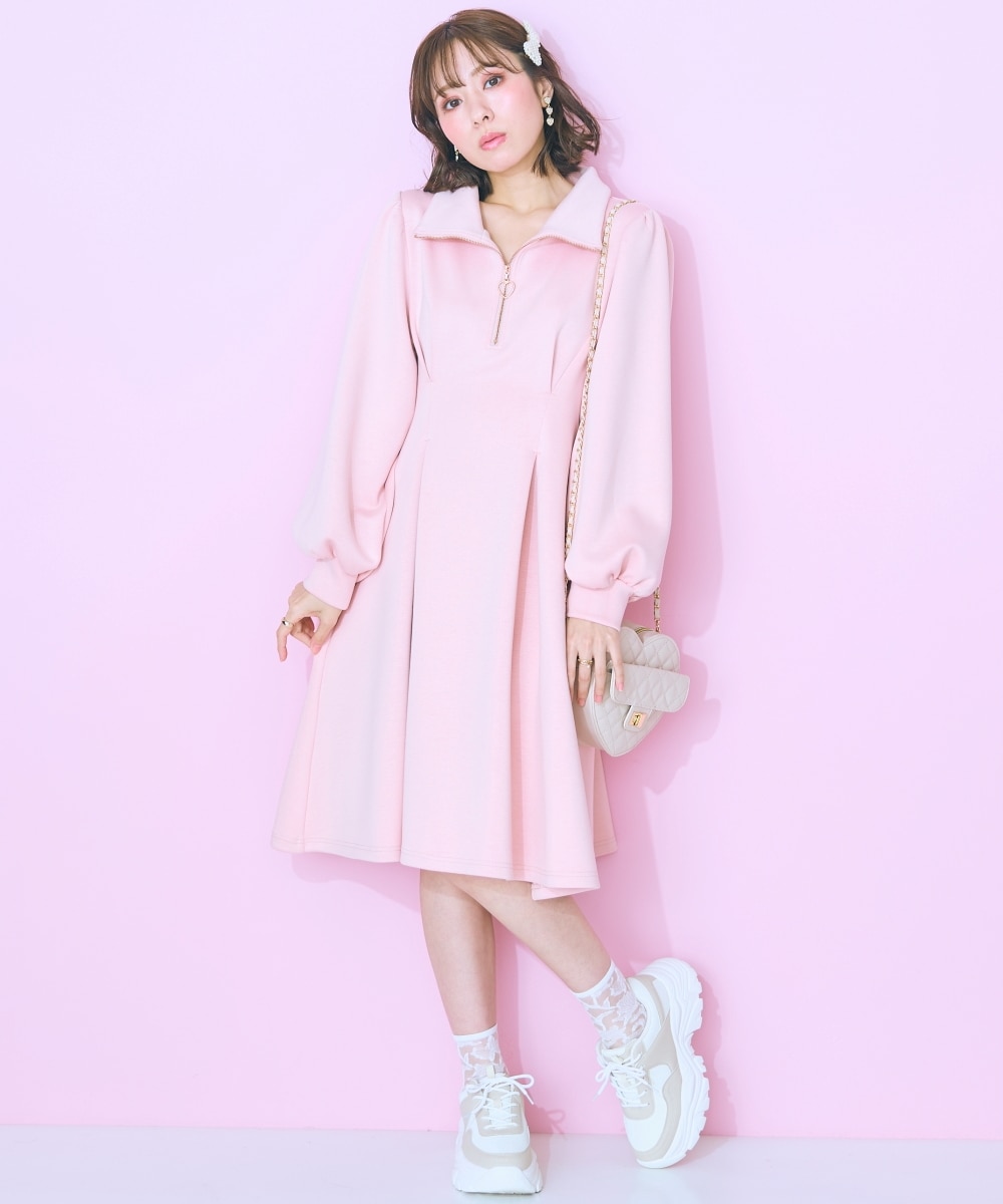 大きいサイズ＞ハーフZIPタックフレアワンピース marun 通販【ニッセン】