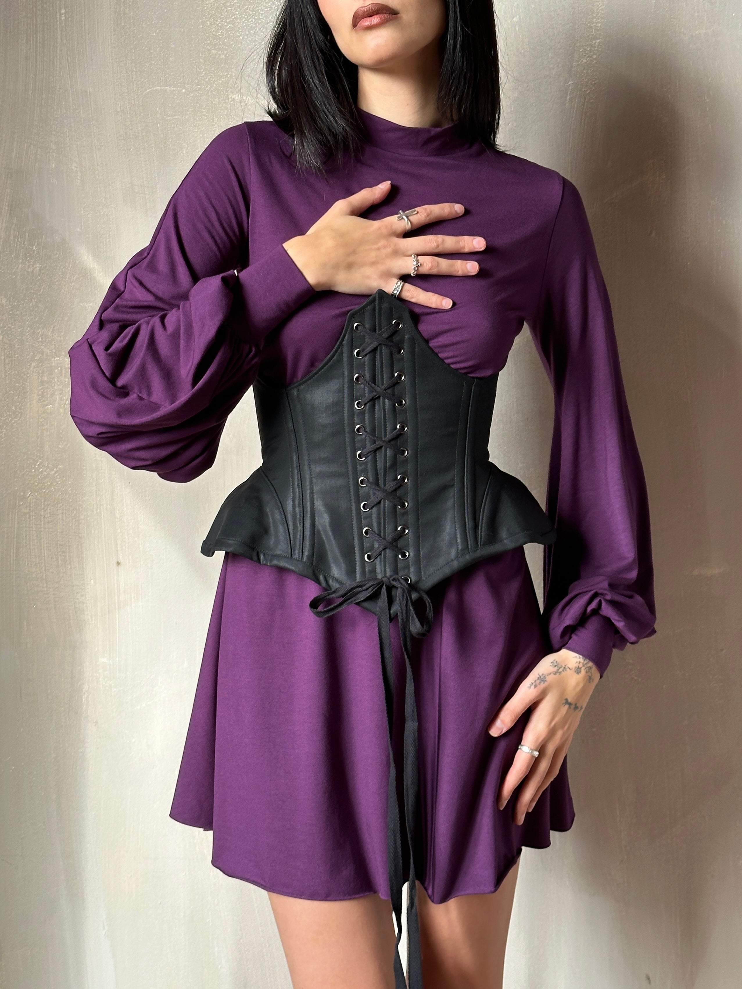 Sample Sale: Underbust Pannier Corset in Wool Sateen (Size IV)