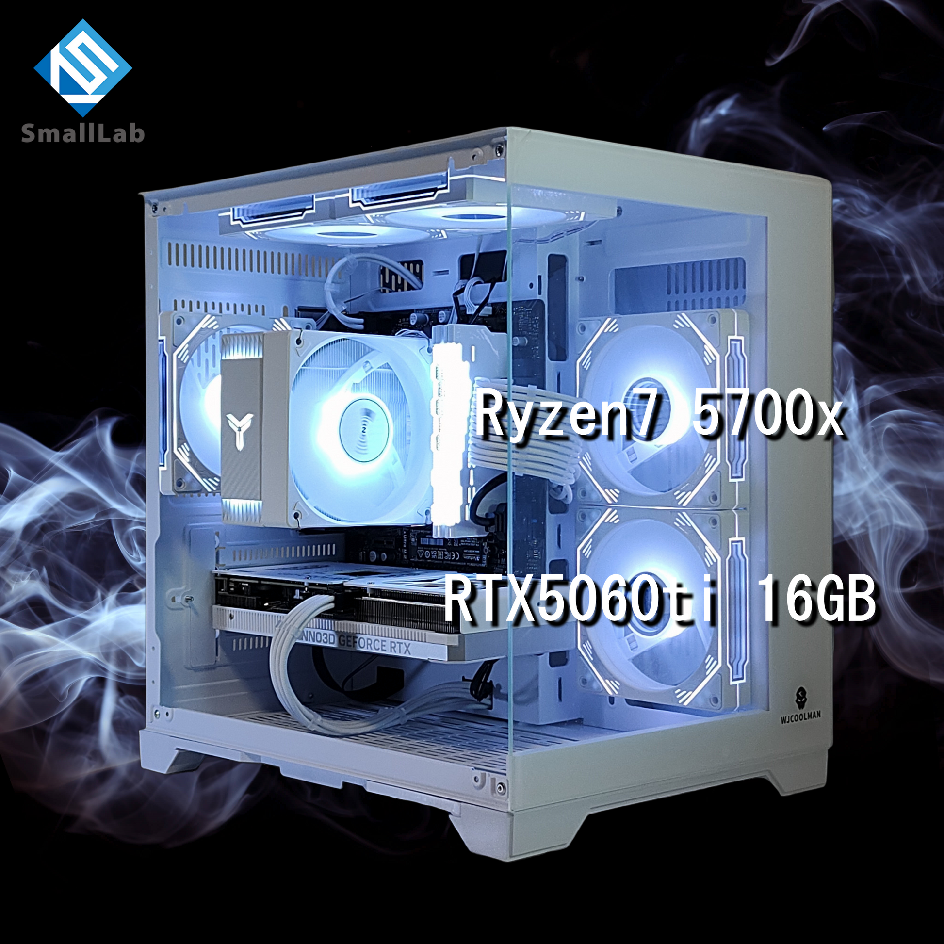 AMD Ryzen7 5700x ／ RTX5060ti 16GB ガラス2面コンパクト ゲーミング
