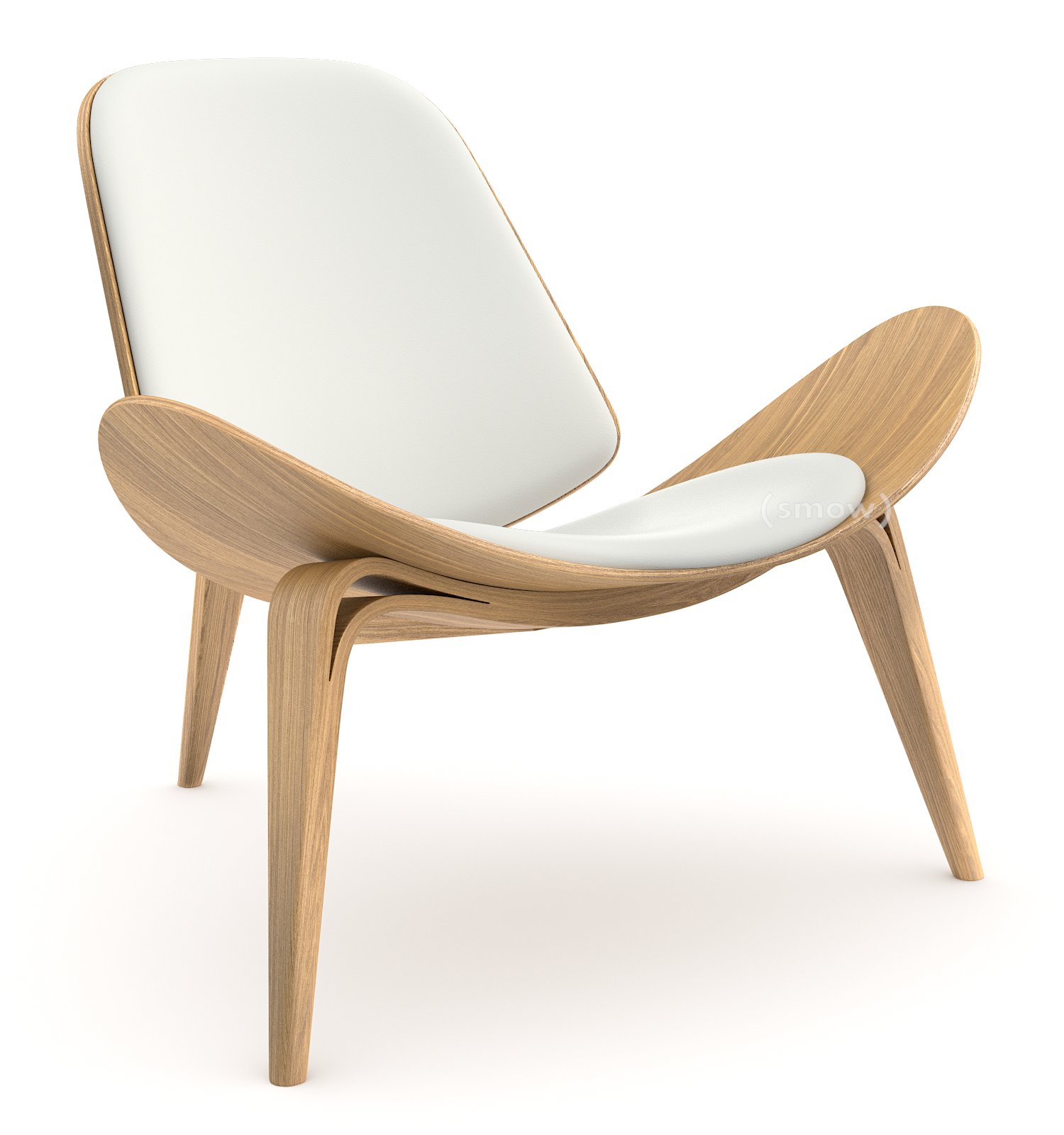 CH07 Shell Chair, Oiled oak, Leather white | Carl Hansen & Søn