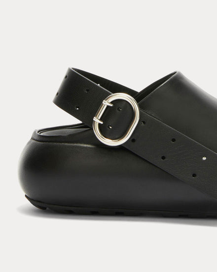 Jil Sander Men's Sabot Leather Black Clogs