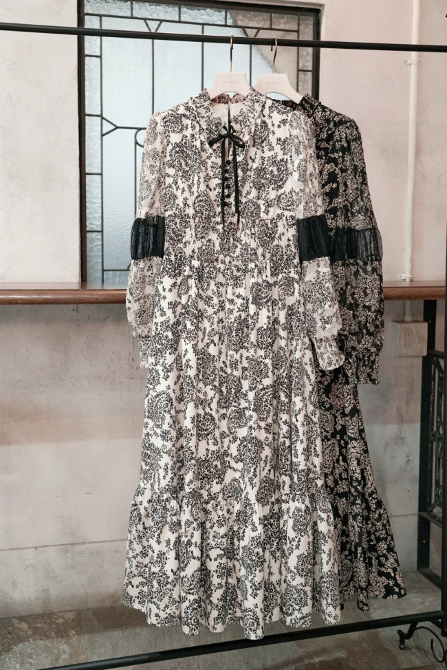 kyoplan / Winter Floral Long-sleeve Dress