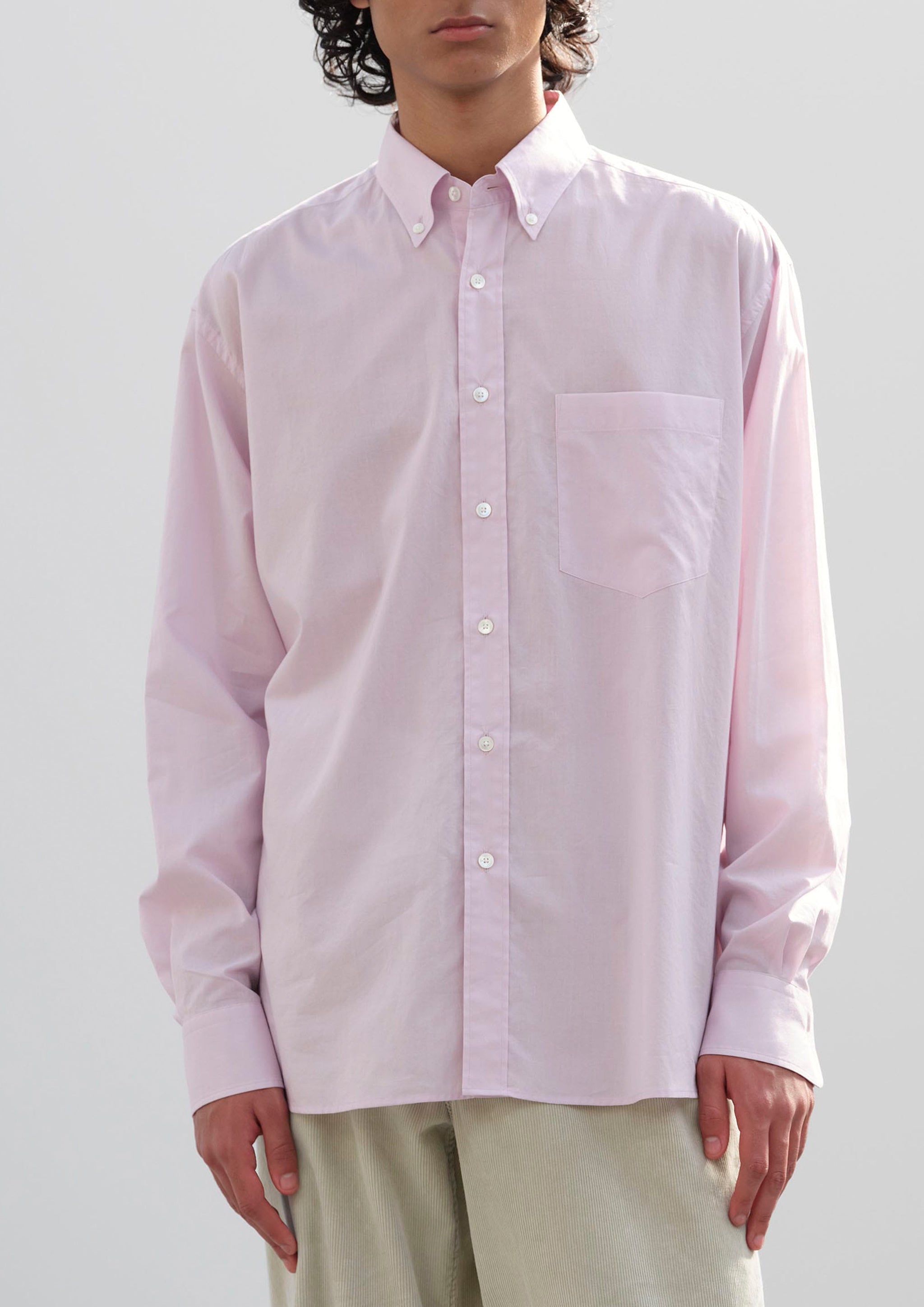AURALEE - WASHED FINX TYPEWRITER BUTTON DOWN SHIRT LIGHT PINK