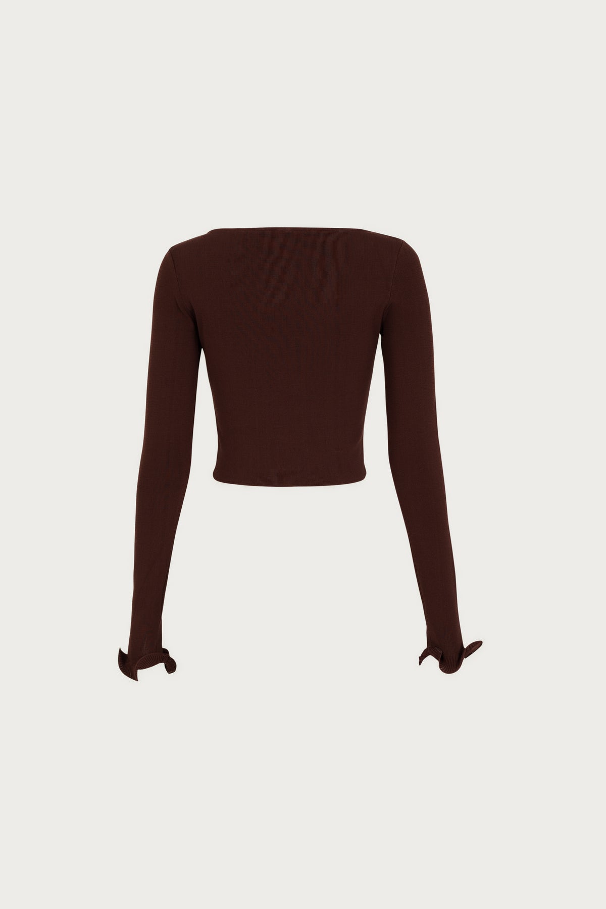 SAME Ruffle Hem Top | Chocolate Brown | Women's Knit Top