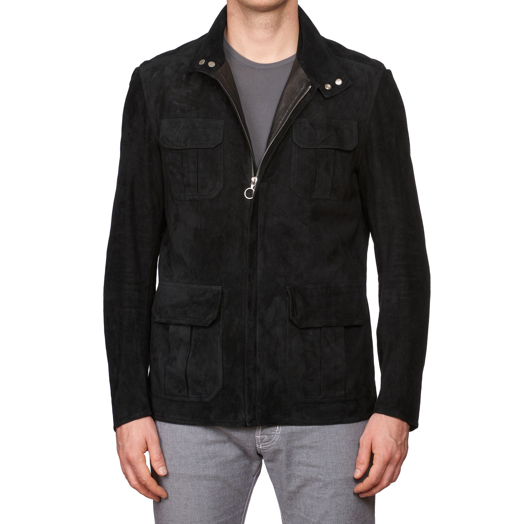 SERAPHIN Black Suede Goat Leather Unlined Field Jacket FR 50 US M