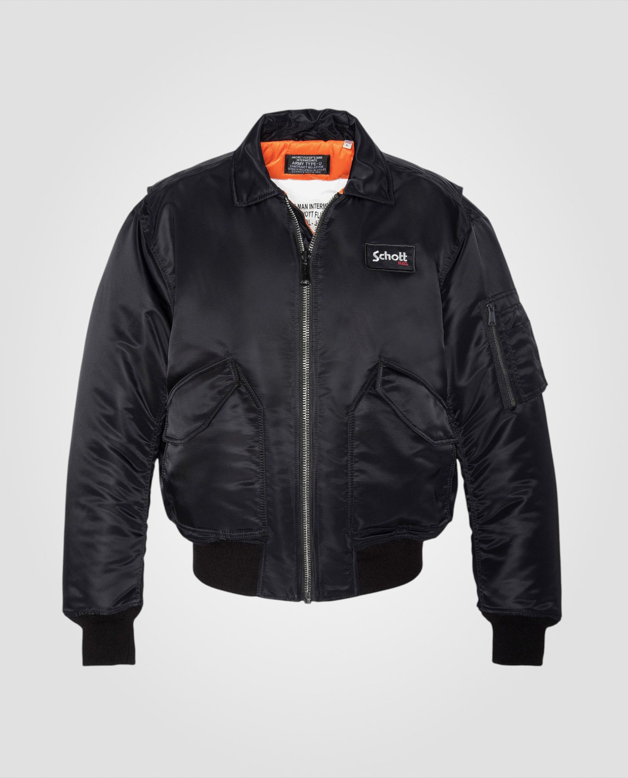 Bomber CWU 90's black in recycled nylon, Oversize cut, large size