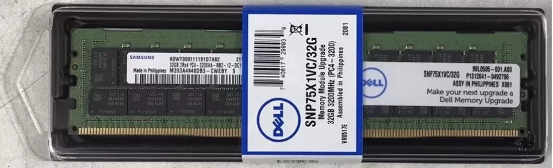 Dell 75X1V 32GB DDR4 3200Mhz PC4-25600 Ecc Memory