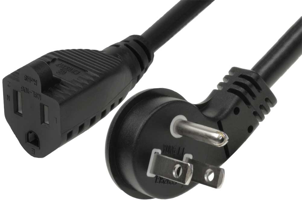 Buy Ultra Low Profile Angle NEMA 5-15P to NEMA 5-15R Power Cord
