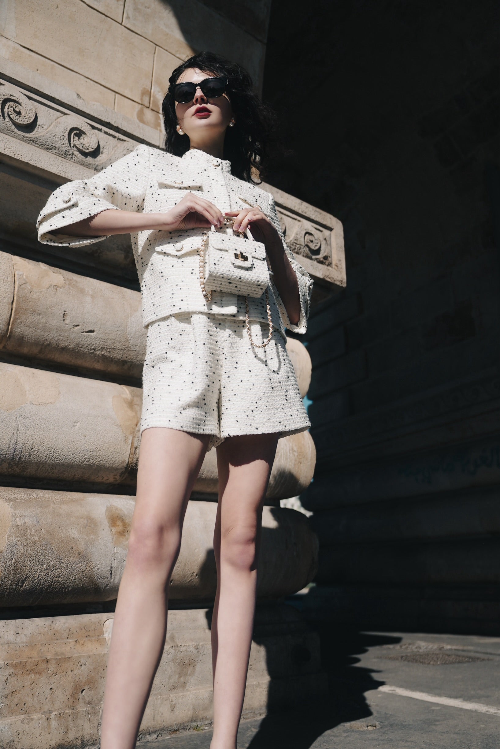 Dot tweed zip short pants – shéller / シェリエ