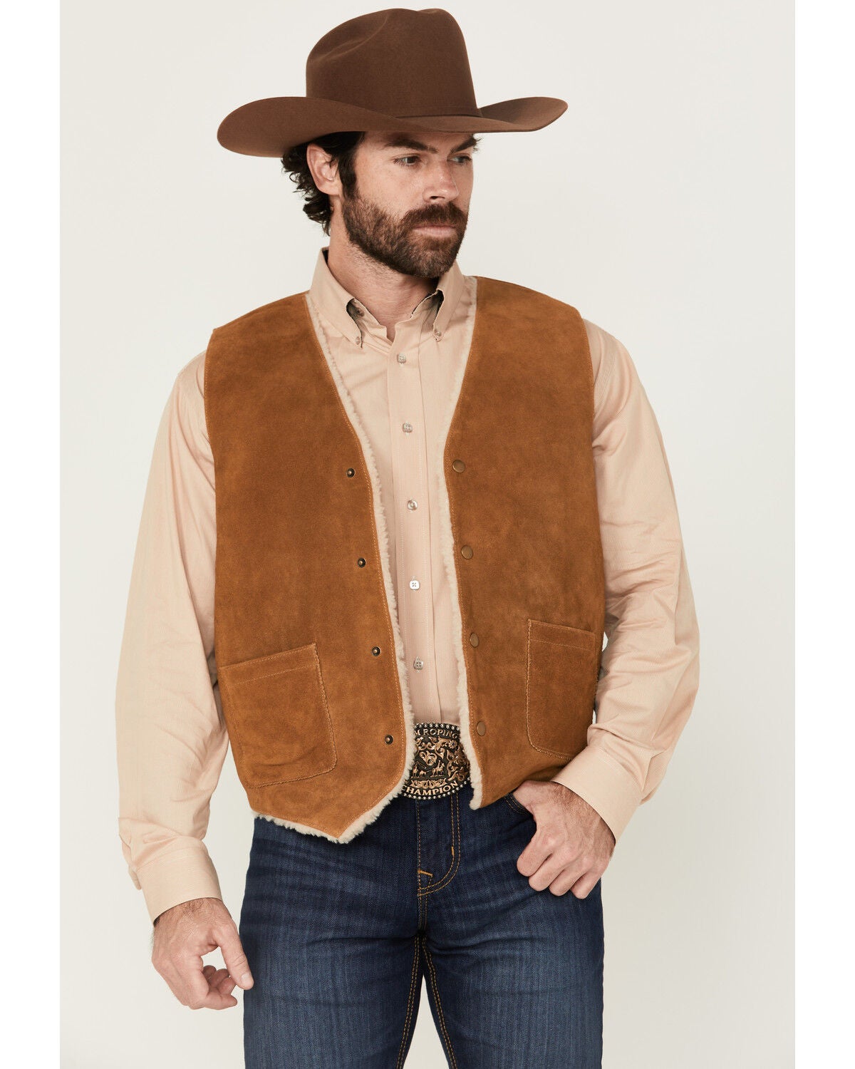 Cody James Men's Sherpa Lined Suede Snap Vest | Sheplers